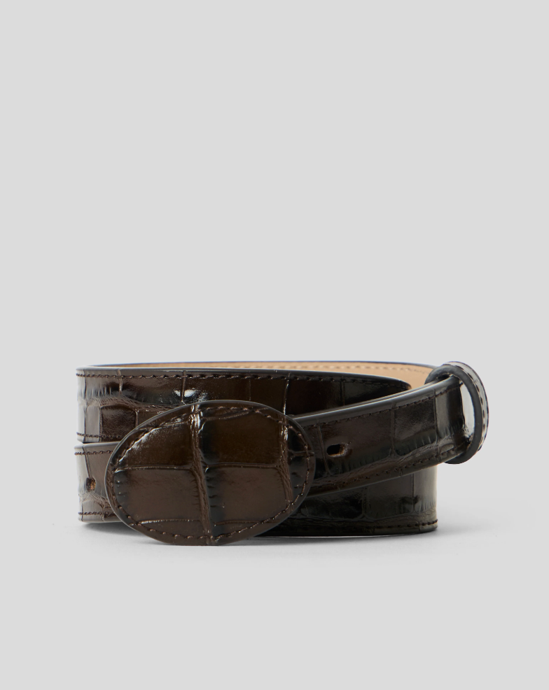 June Croco Belt - Chocolate
