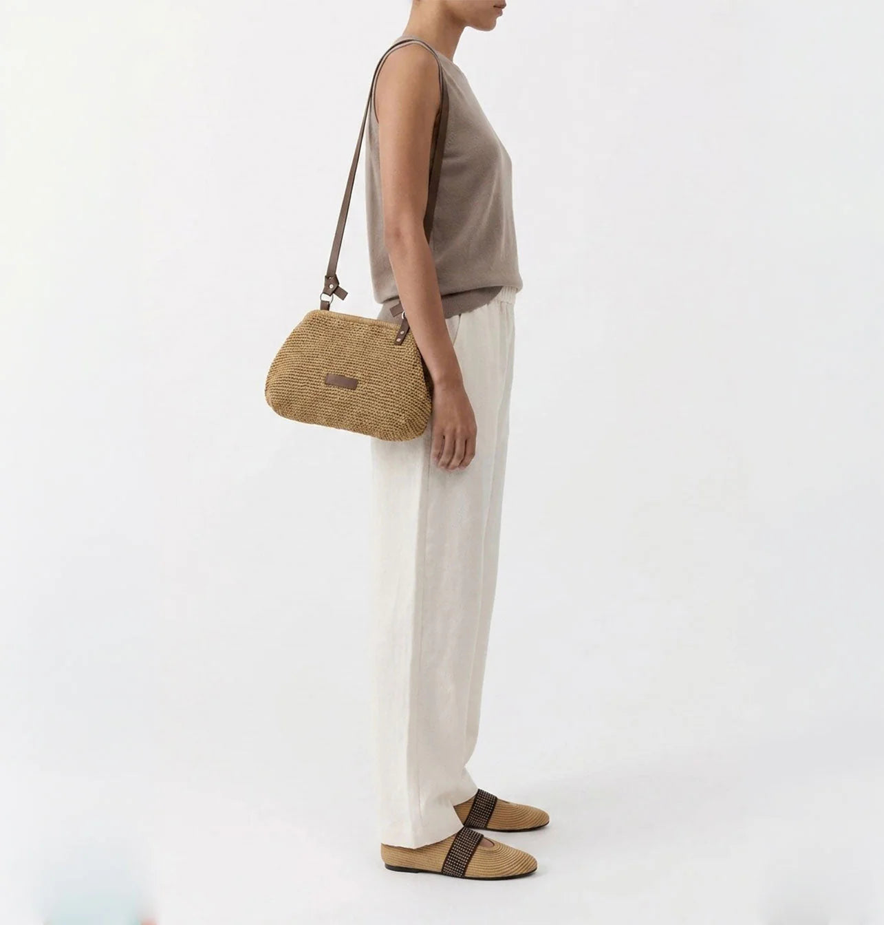 Casablanca Small Clutch - Tan Straw