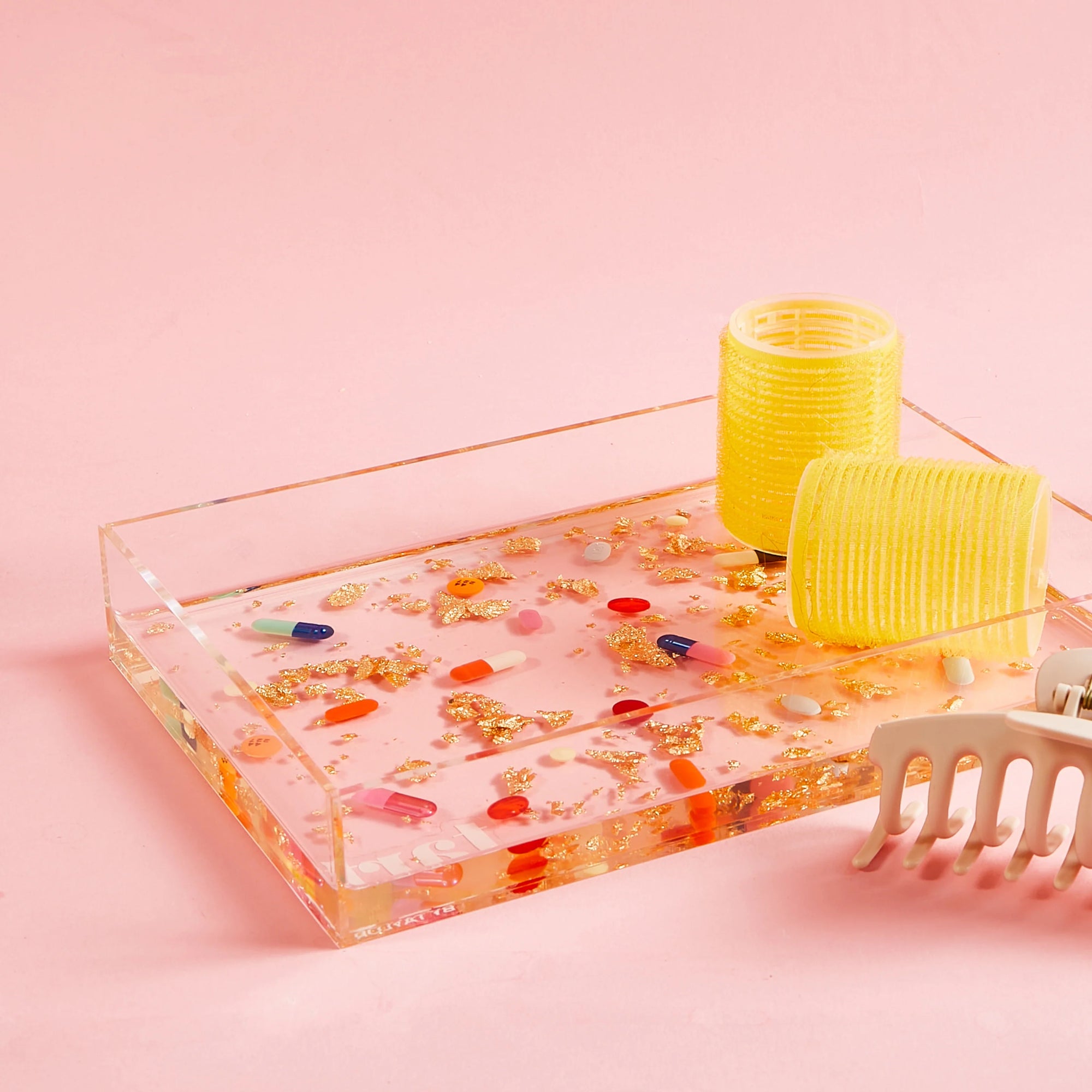 Gold & Pills Small Lucite Tray
