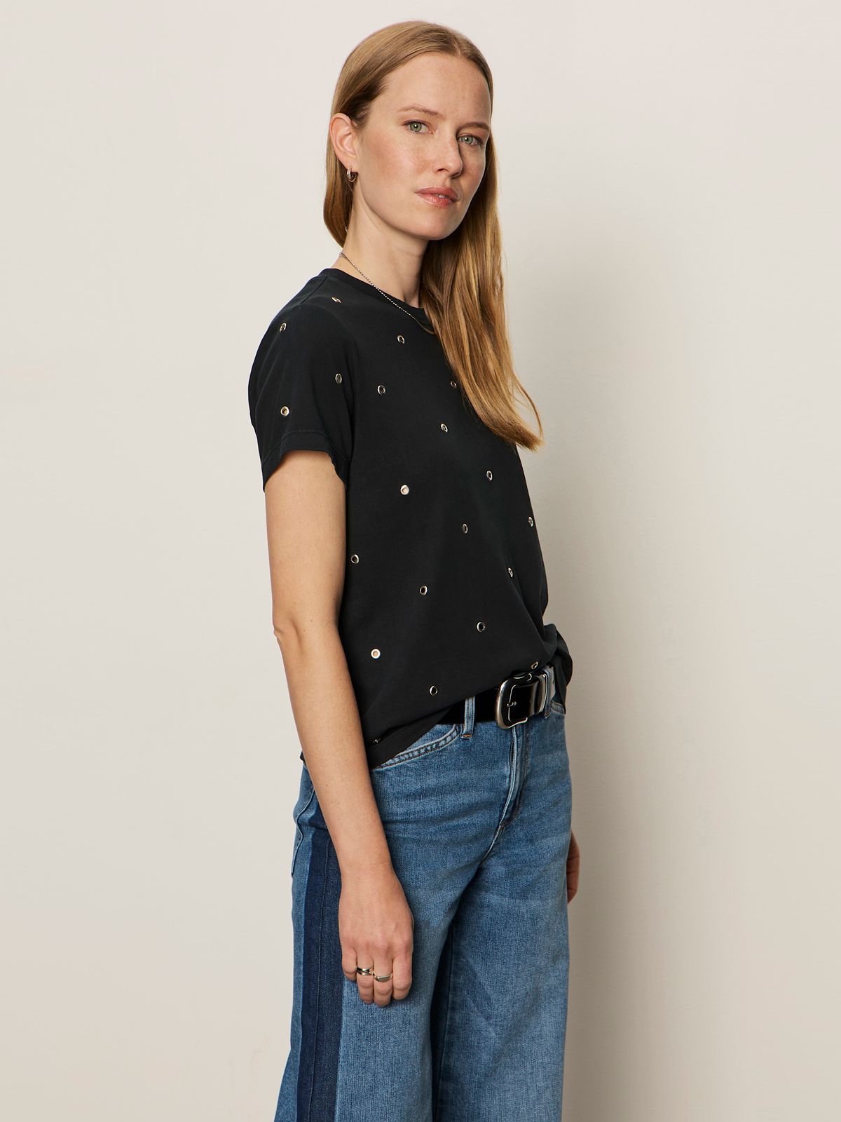 Grommet Embellished Tee
