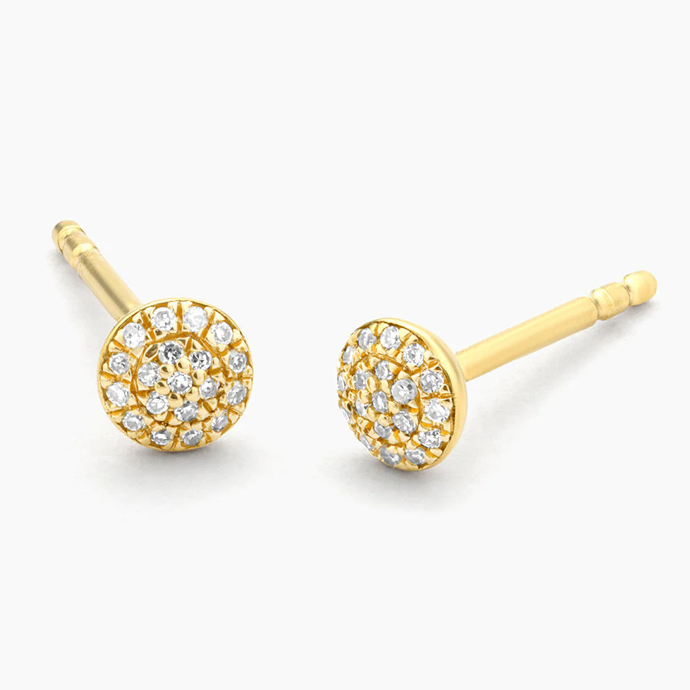 Round Pave Diamond Stud Earrings
