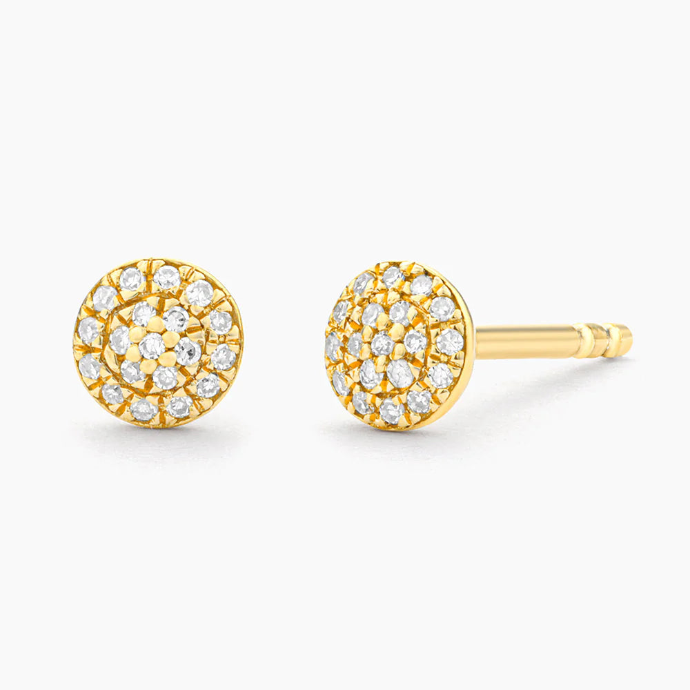 Round Pave Diamond Stud Earrings