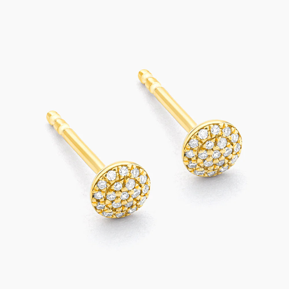 Round Pave Diamond Stud Earrings