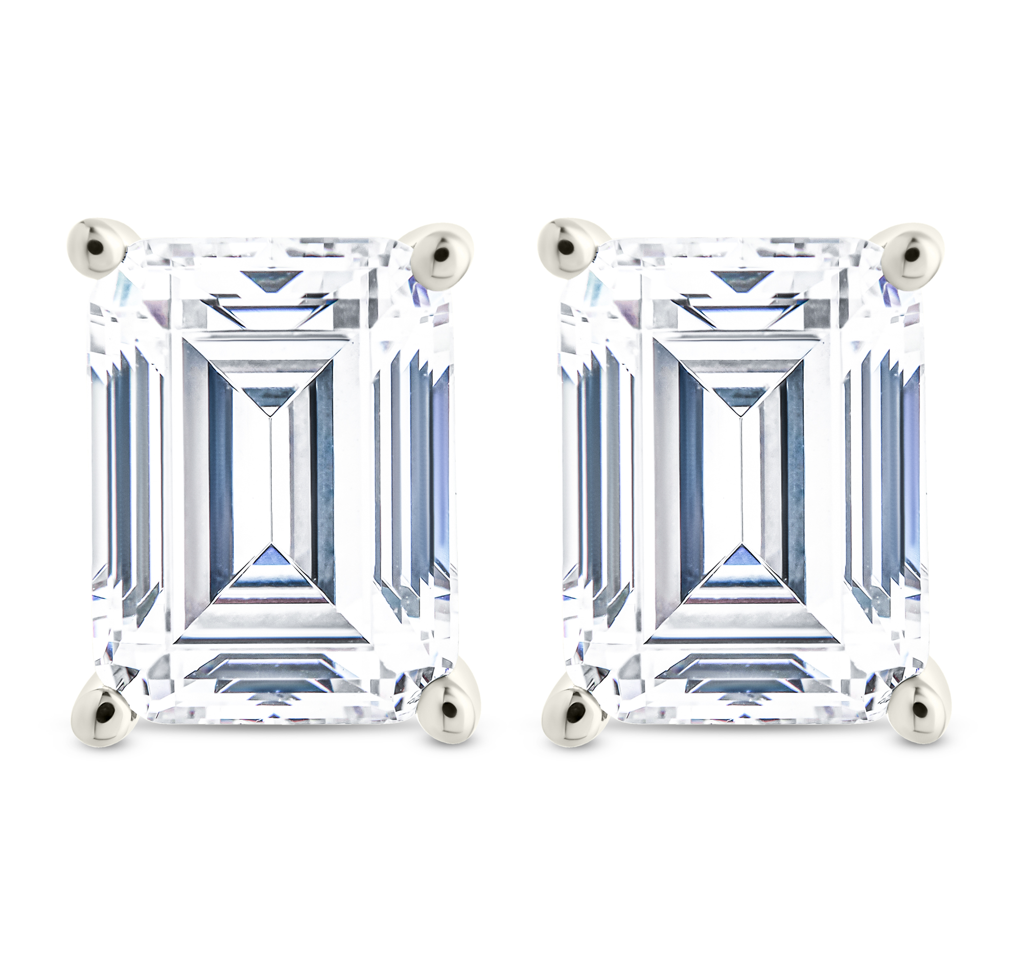 Emerald Cut Prong Set Studs