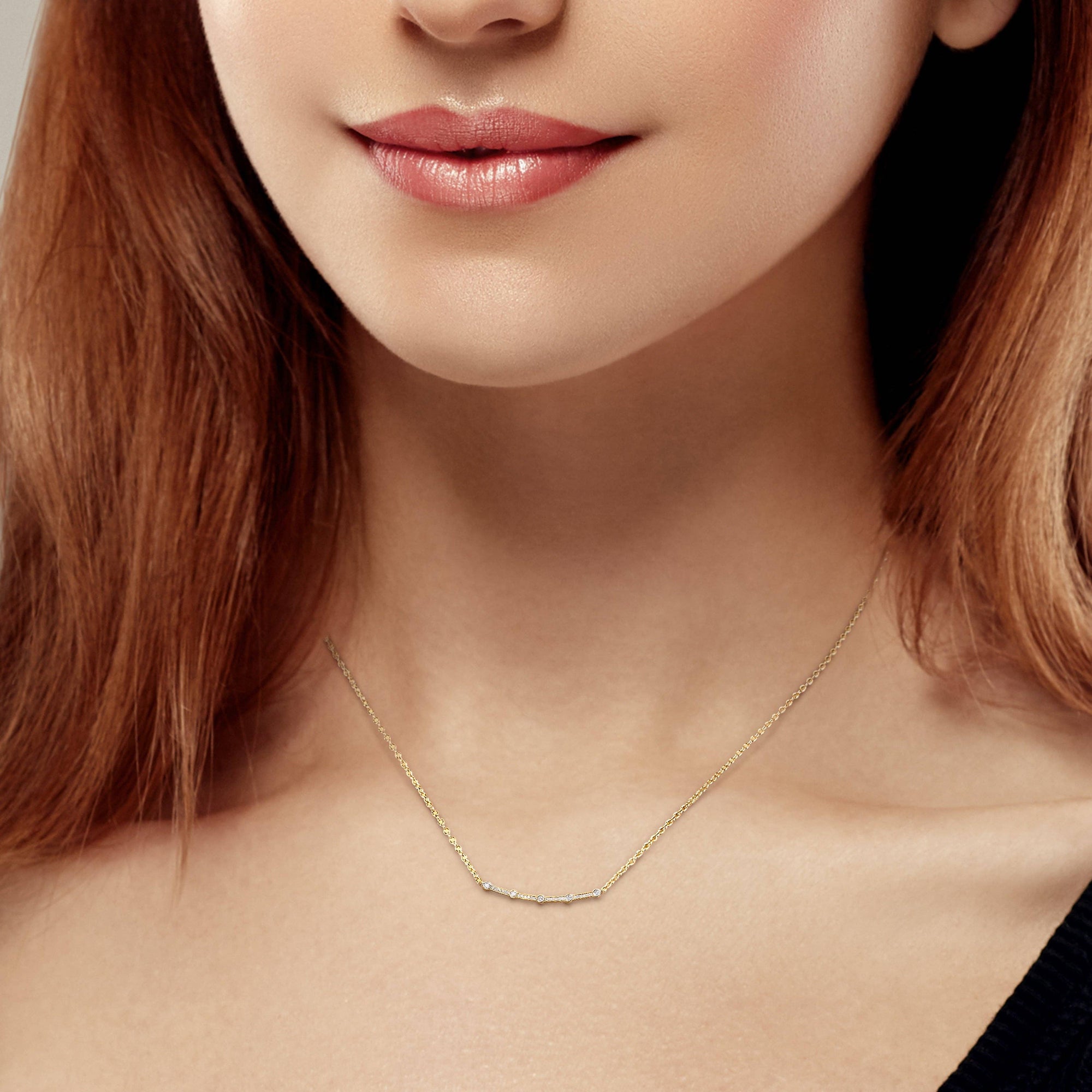 Diamond Curve Bar Necklace