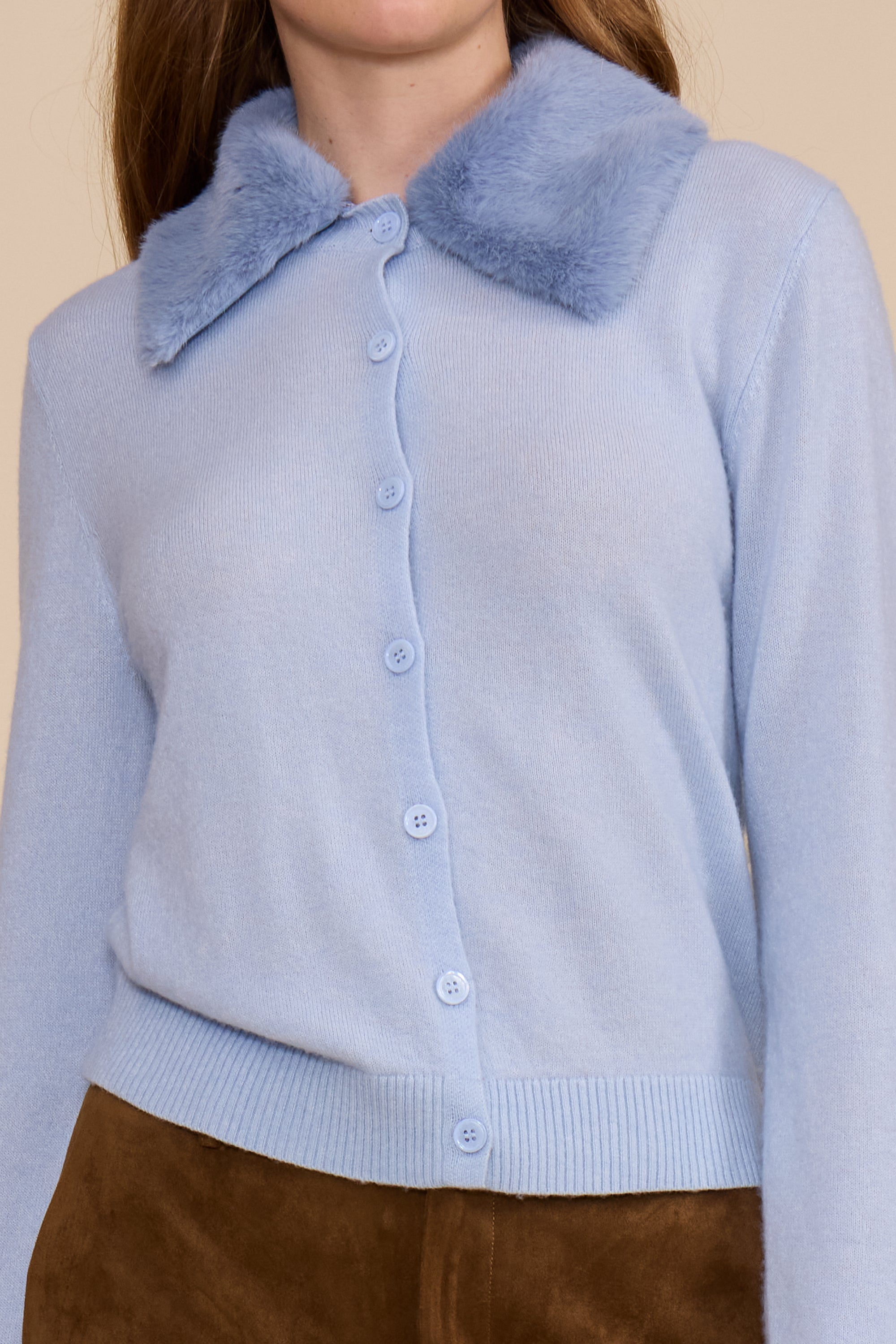 SW5970 ERICA FAUX FUR CARDIGAN