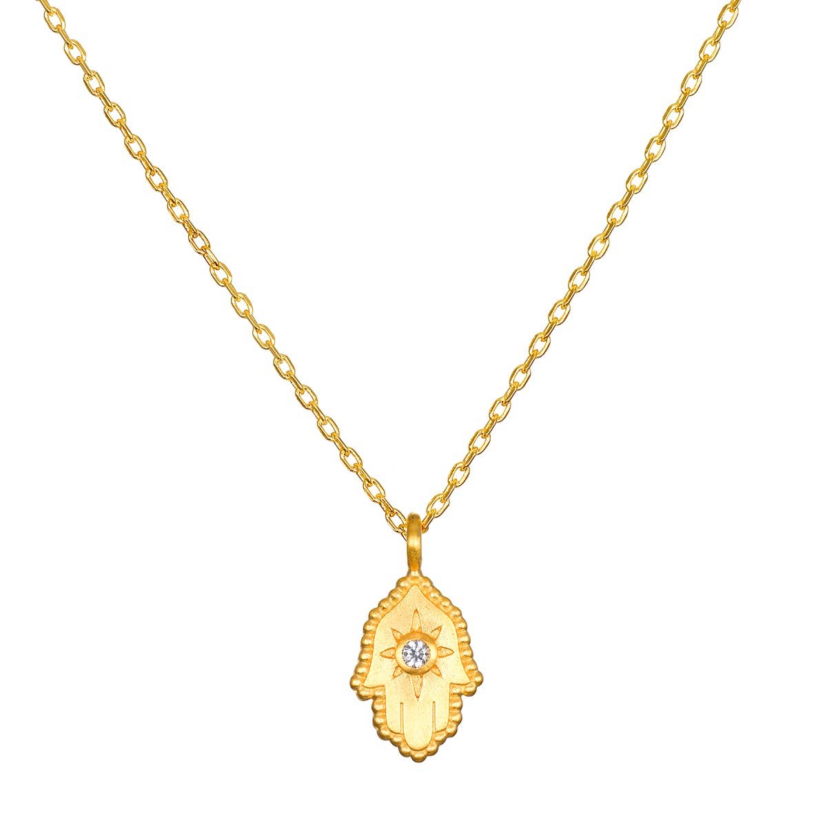 Protective White Topaz Hamsa Necklace