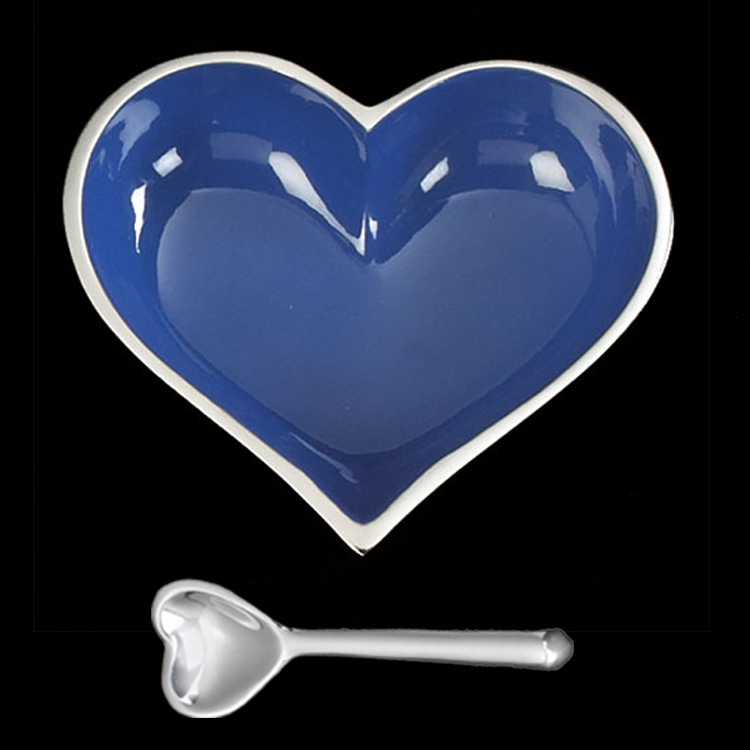 Happy Heart Dish with Spoon  - Royal Blue