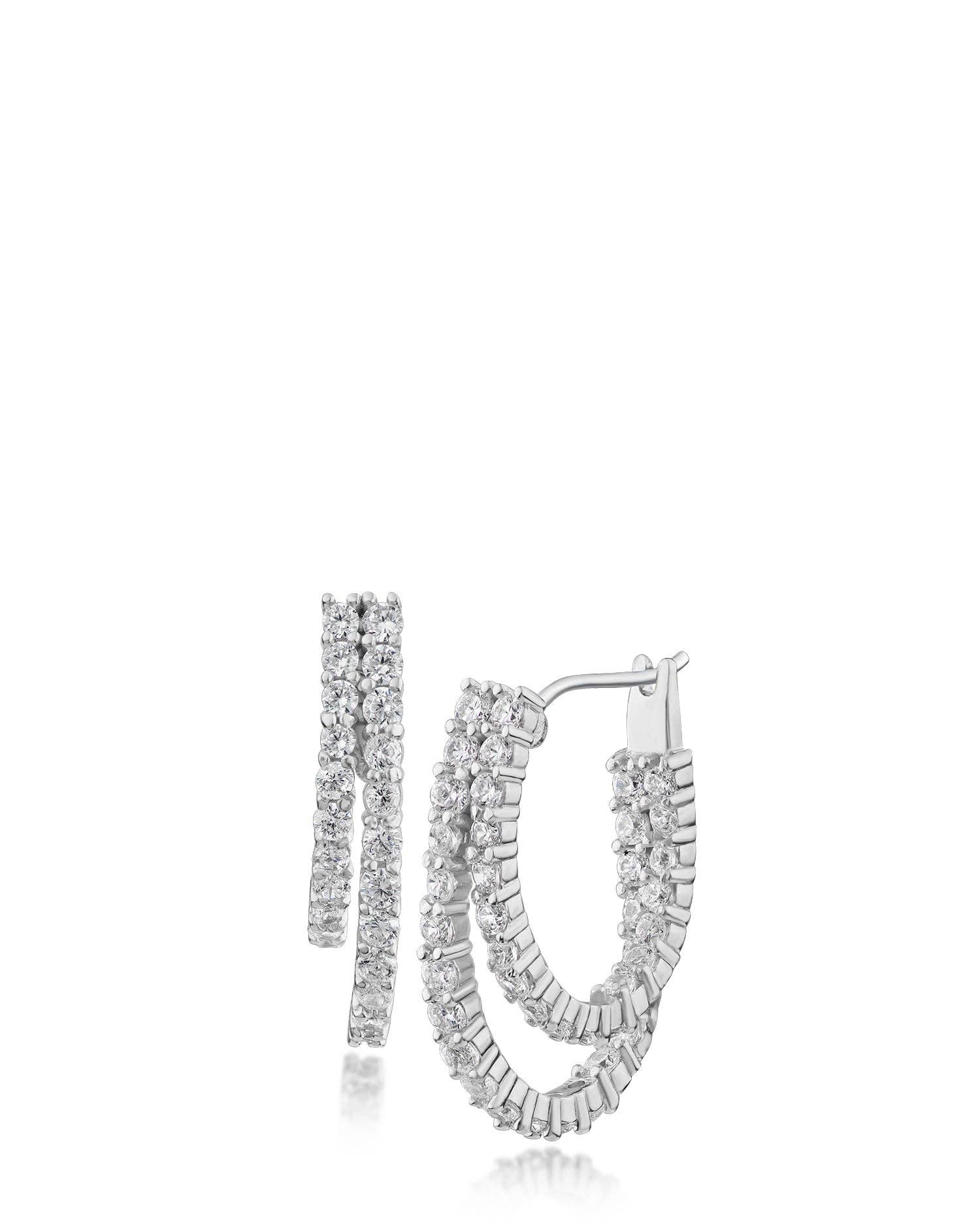 Pave Double Hoop Earrings