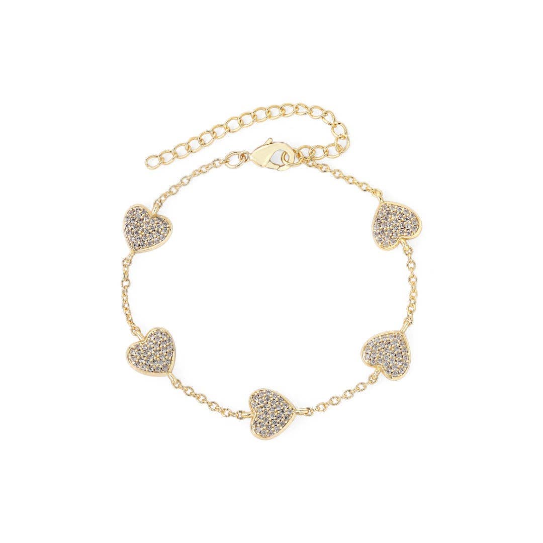 Gold Sparkle Heart Bracelet