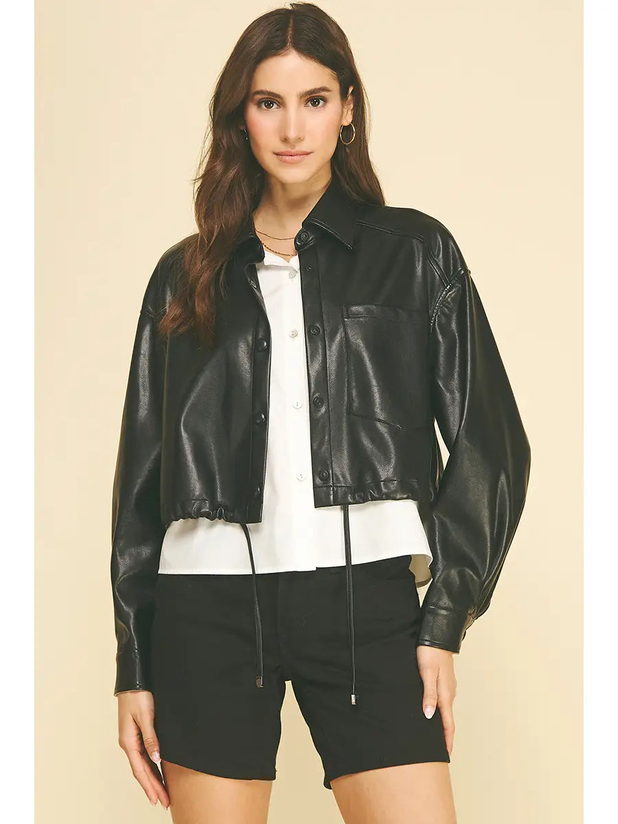 Faux Layer Leather Jacket