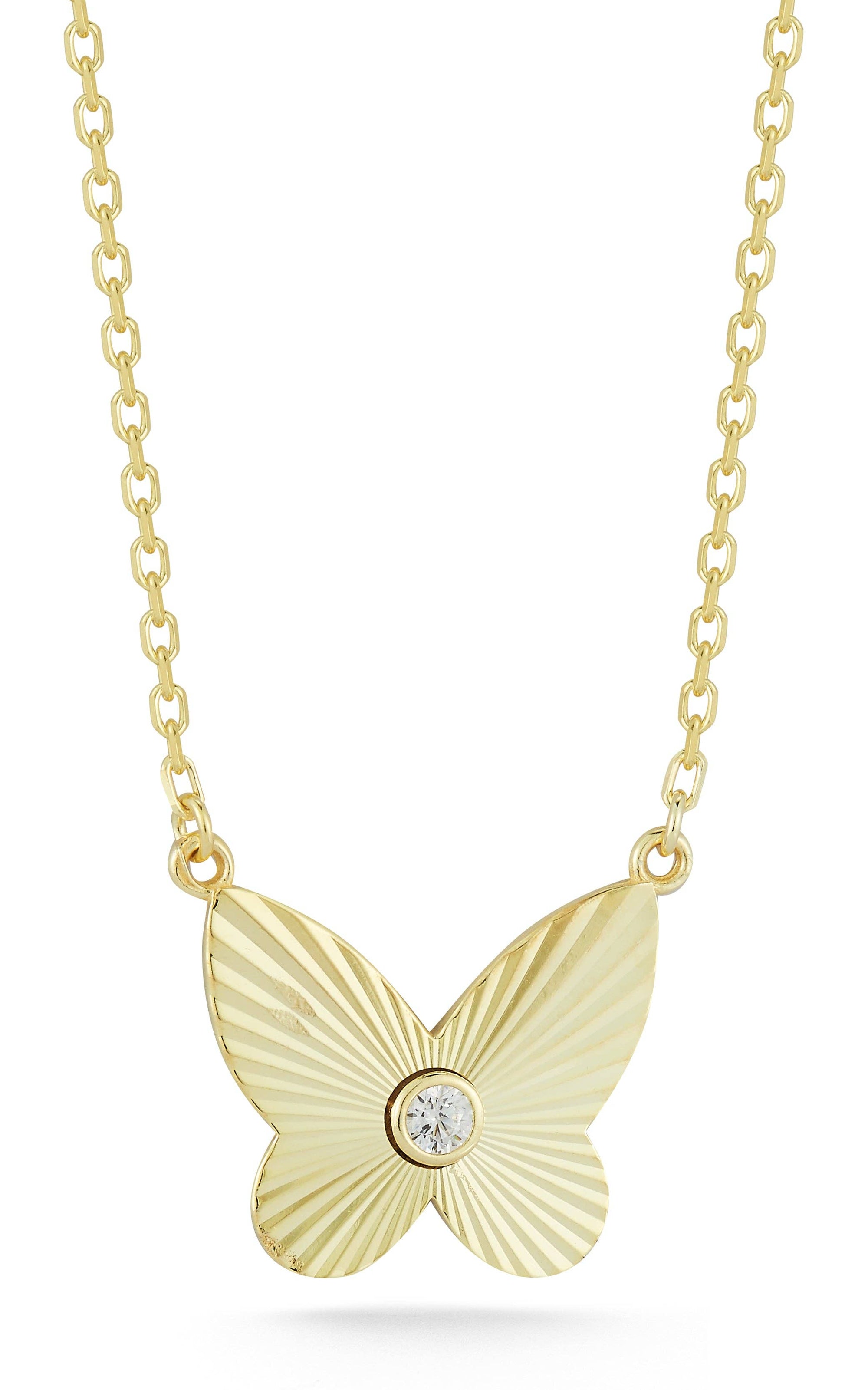 CZ Ridged Butterfly Necklace