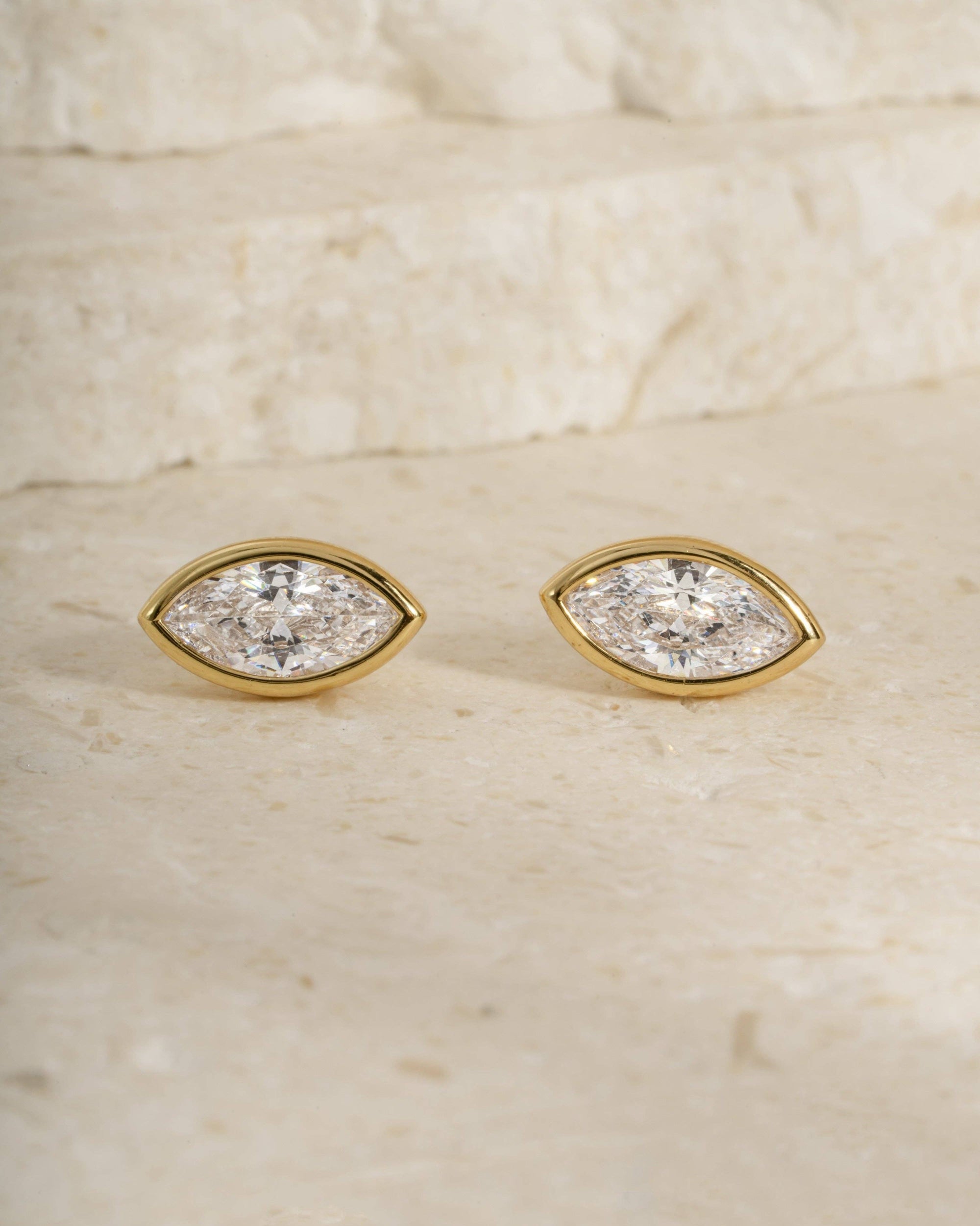 Marquise Bezel Stud Earrings