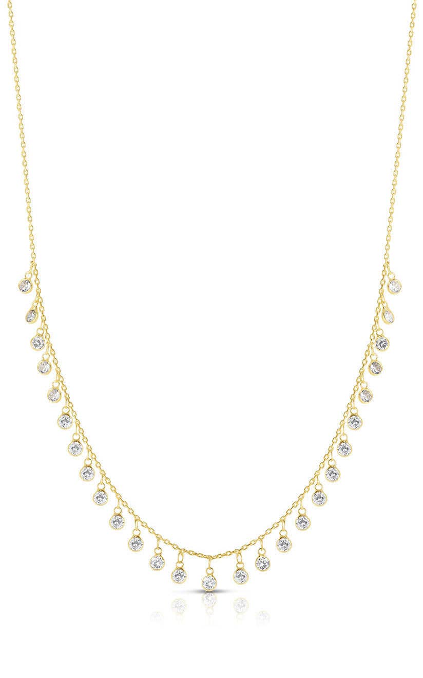 Dangling Bezel CZ Necklace