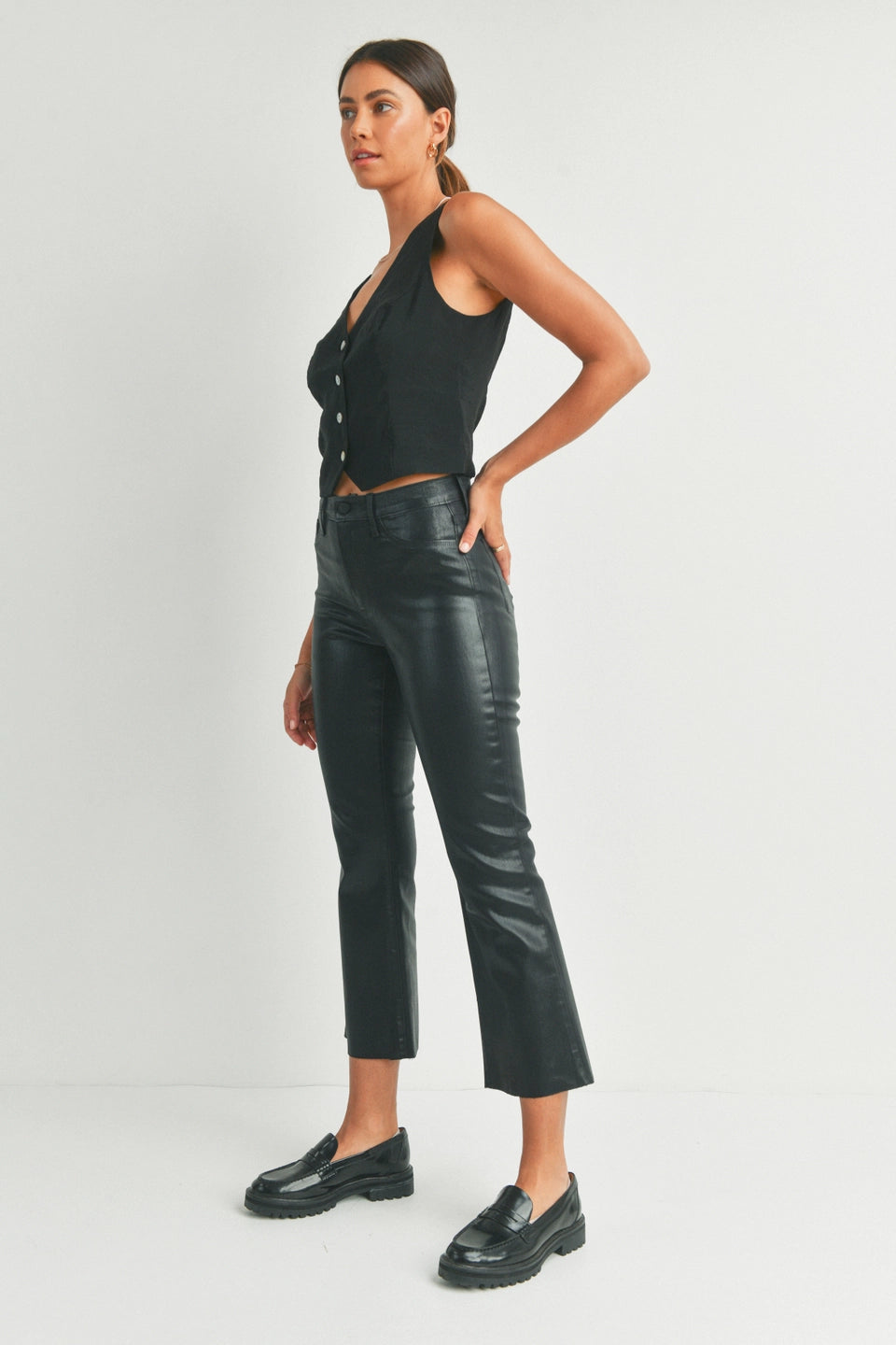 Coated Cropped Kick Flare