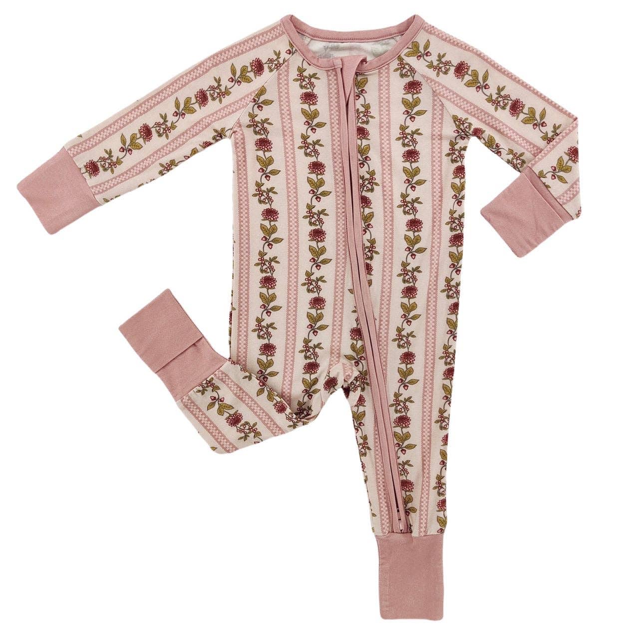 Baby Bamboo Sleeper: Vintage Floral Stripe
