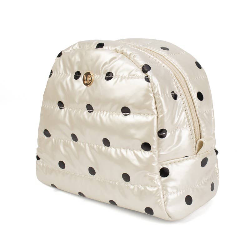 Puffer Cosmetic Bag  - Pearl Polkadot