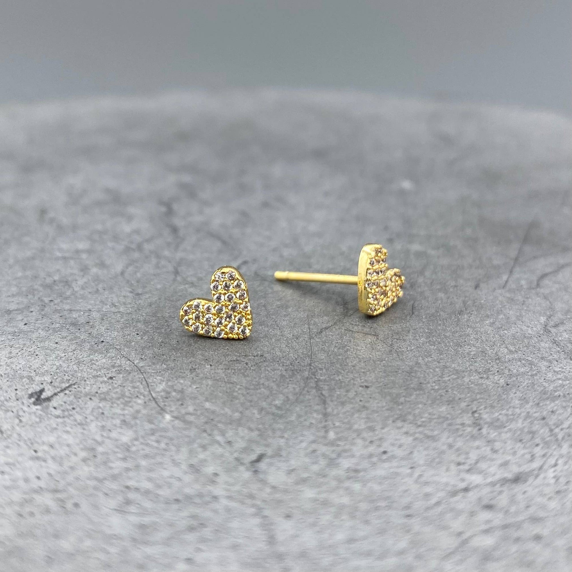 Flat Pave Heart Studs