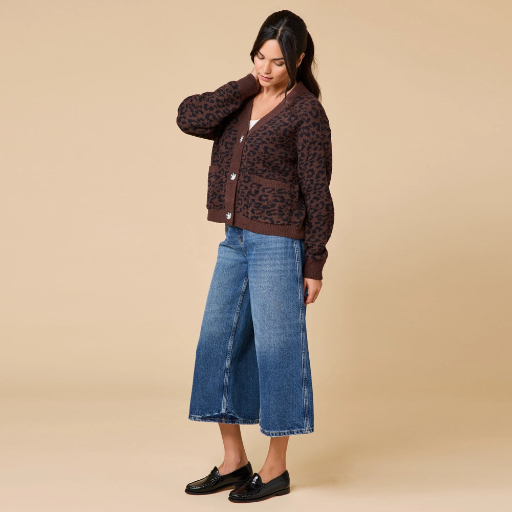 Marshmallow Leopard Crop Cardigan