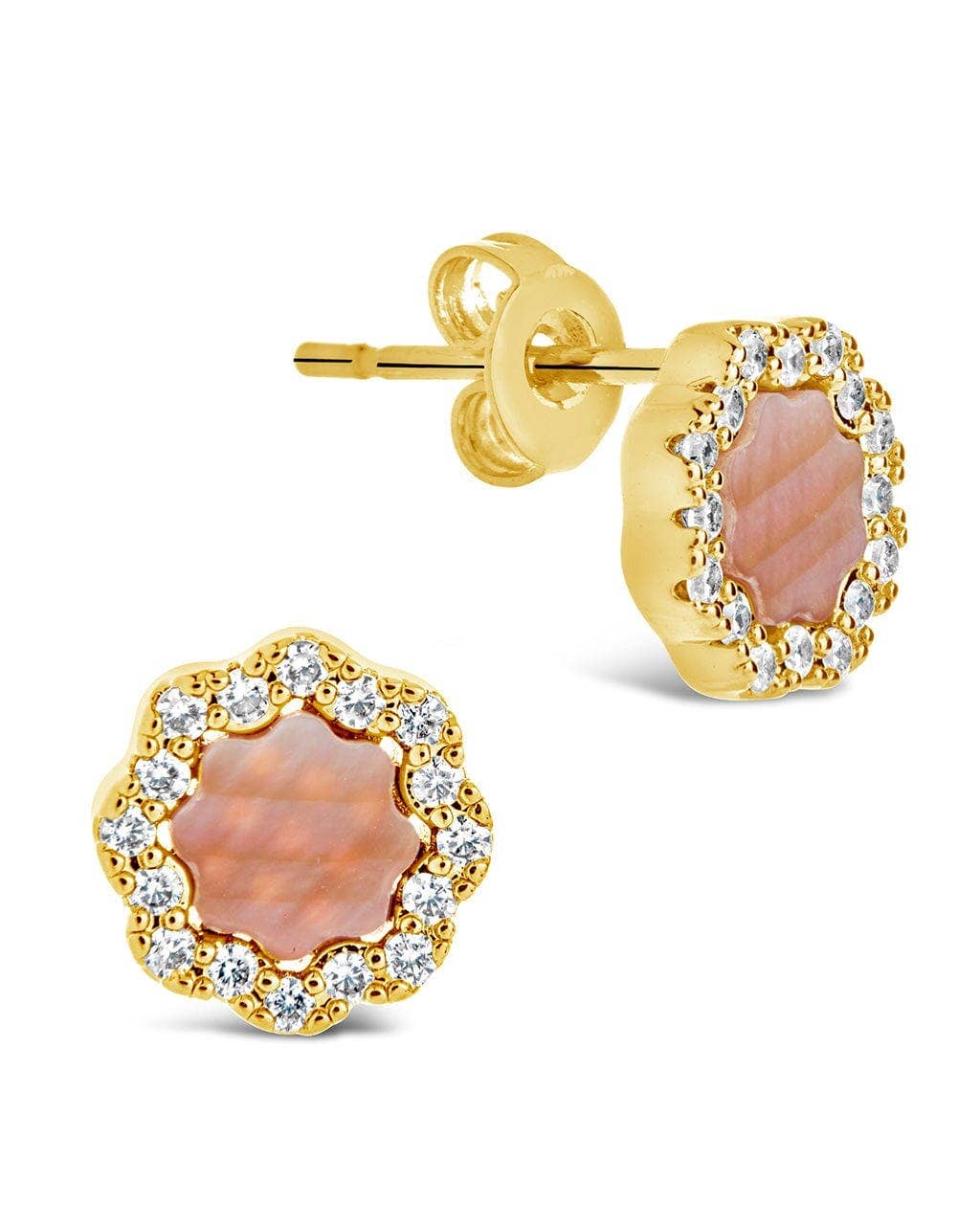 CZ Bezel Frame Stud Earrings