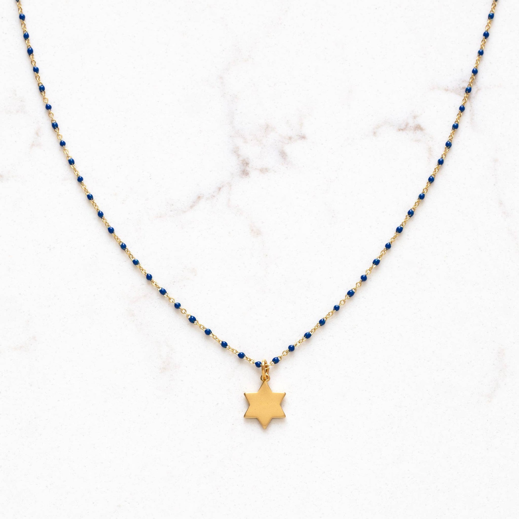Star of David Enamel Beaded Necklace