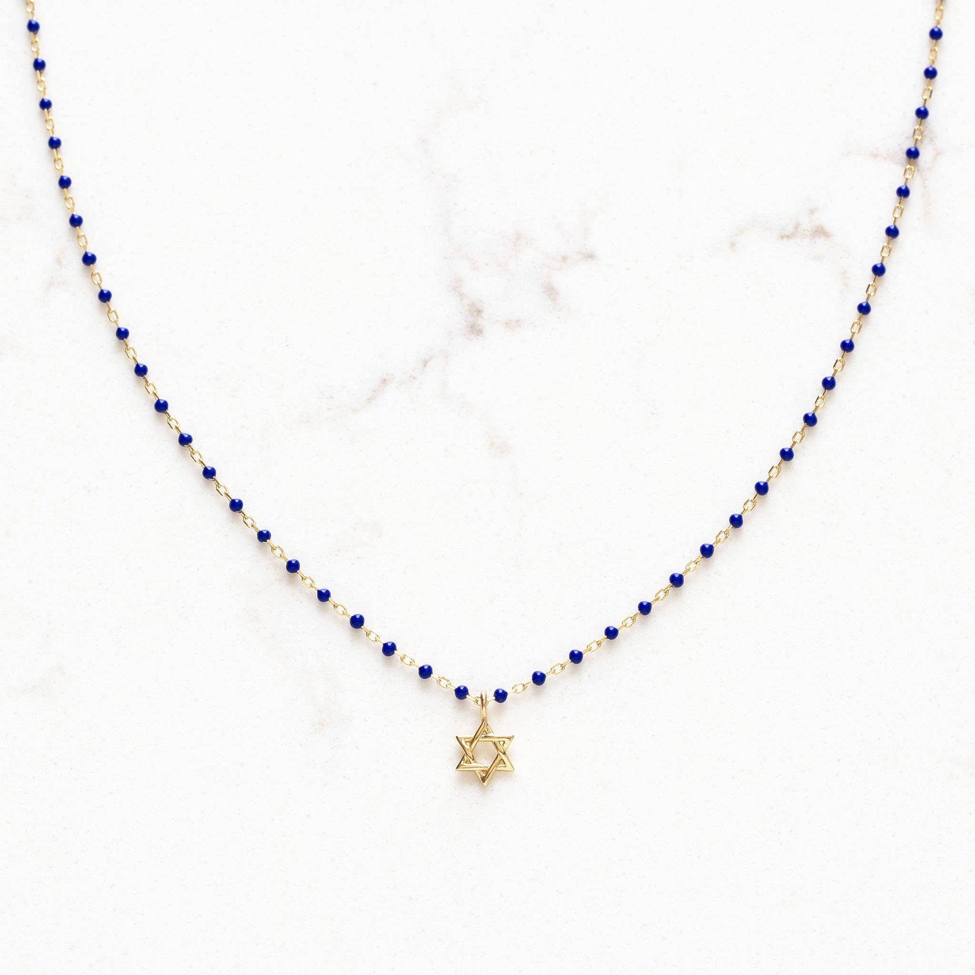 Tiny Star of David Beaded Enamel Necklace