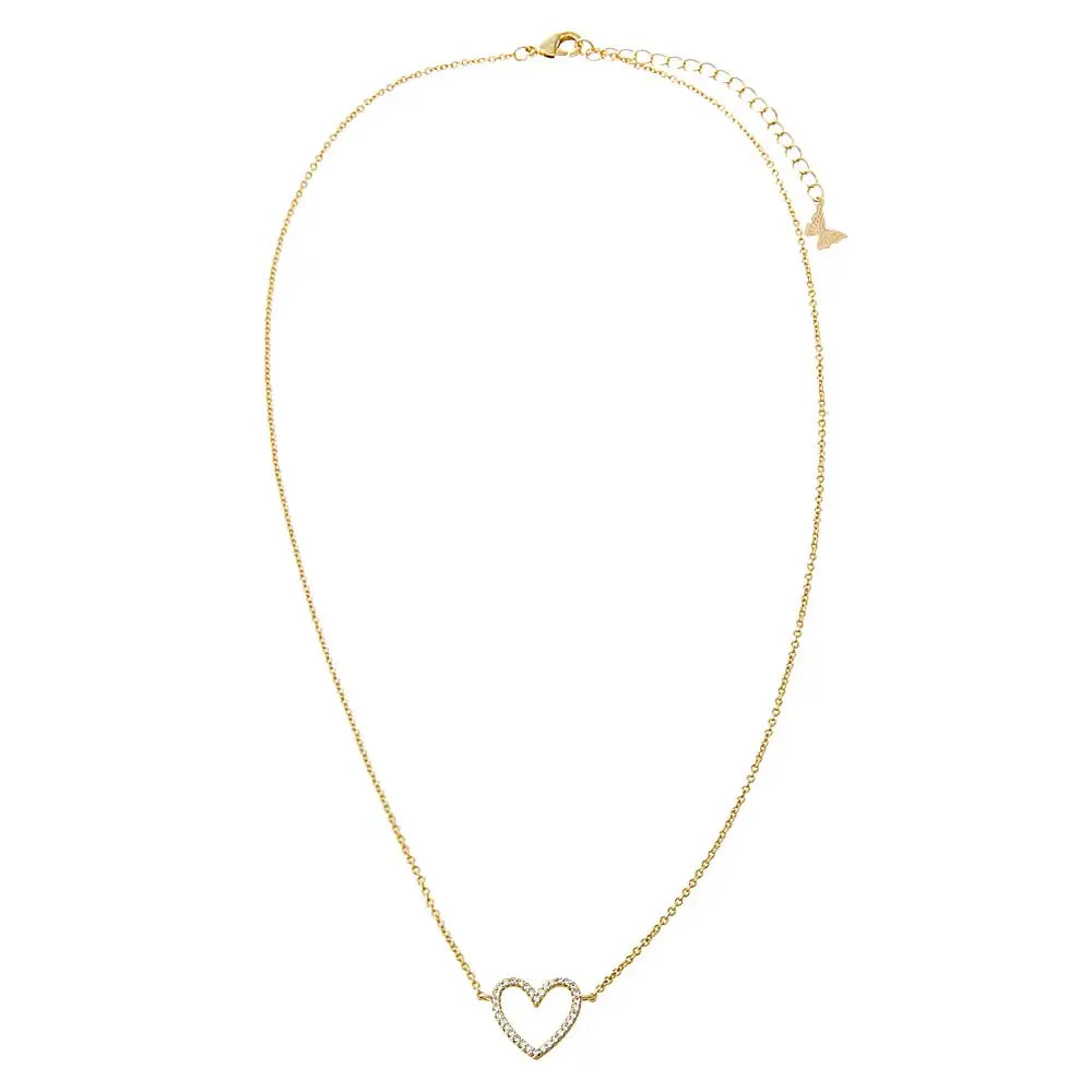 Cutout Pave Heart Necklace