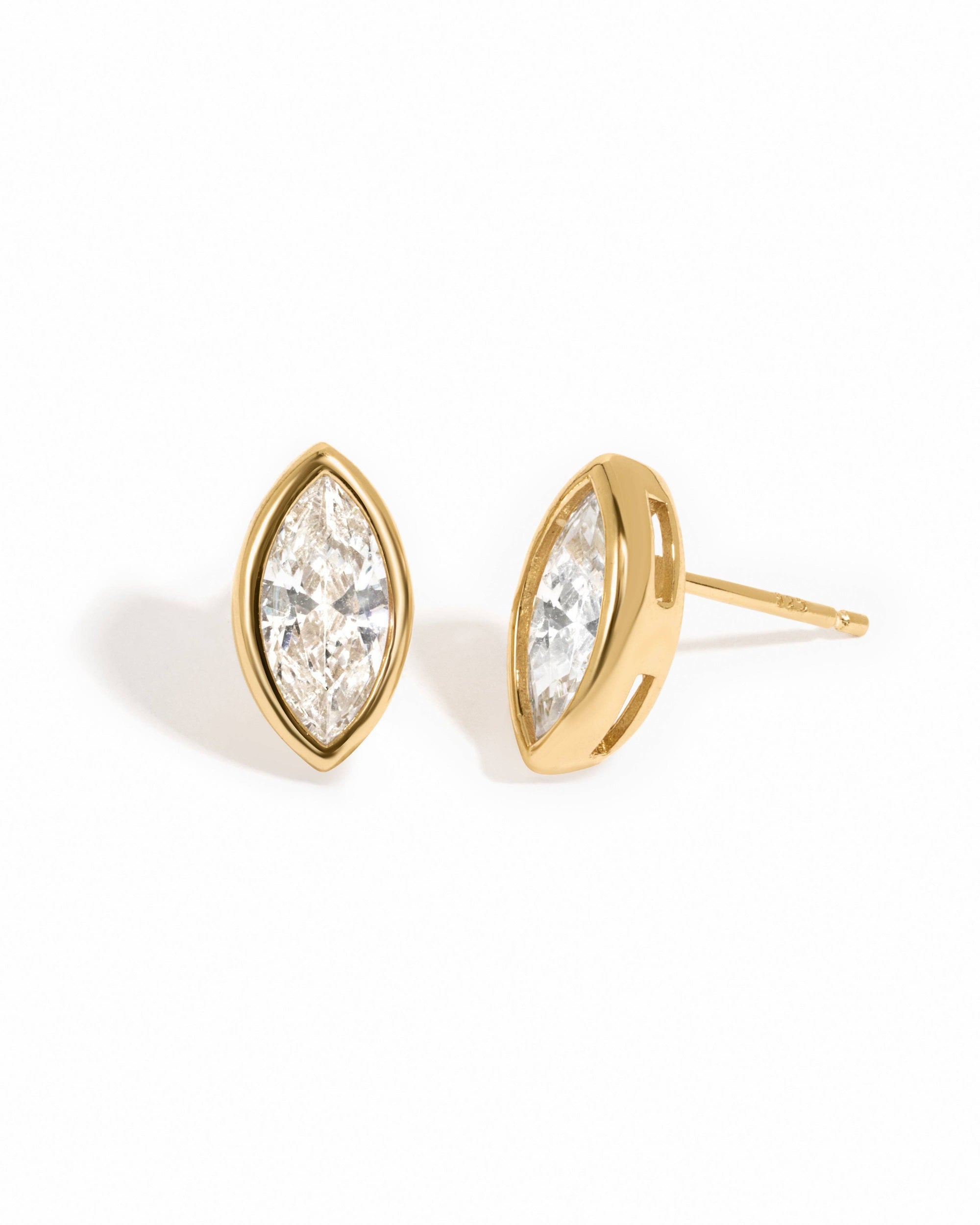 Marquise Bezel Stud Earrings