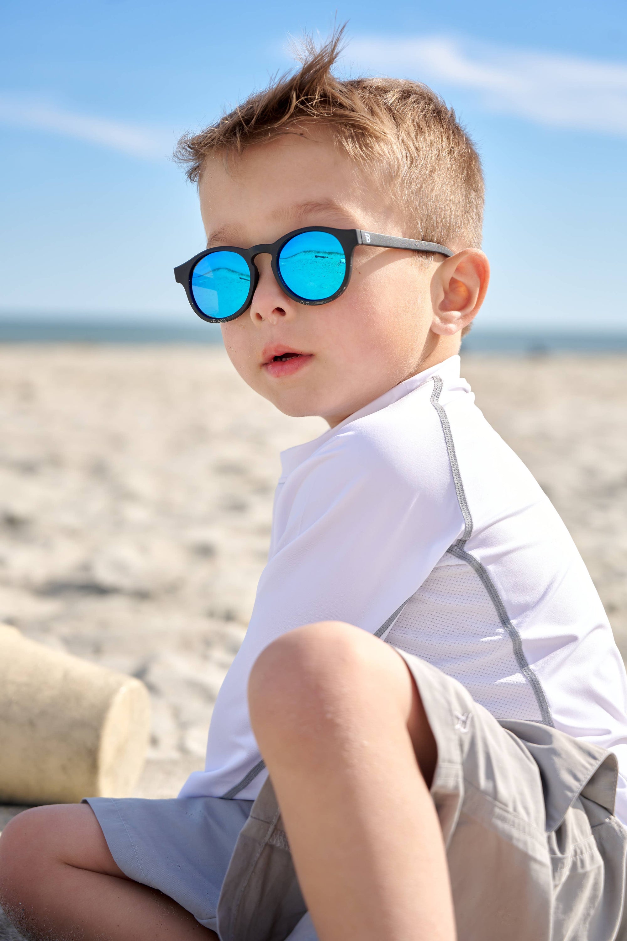 Baby & Kids Polarized Sunglasses - Jet Black w/ Cobalt Blue Lens