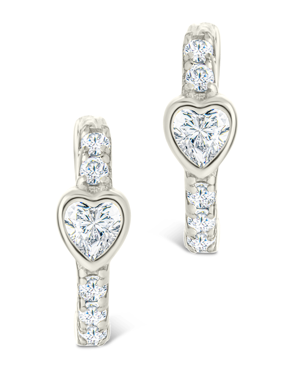 Heart Cut Bezel Set Huggie Hoop Earrings