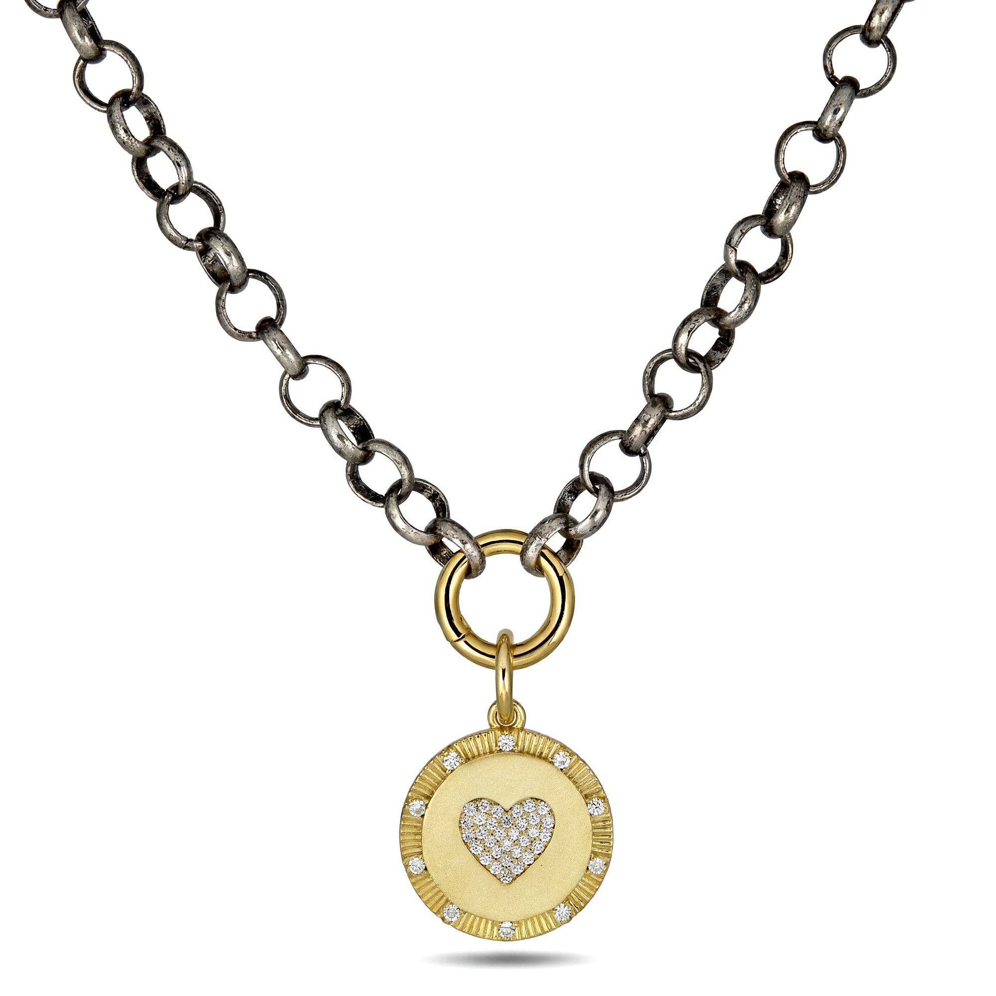 Mixed Metal Heart Pendant Necklace