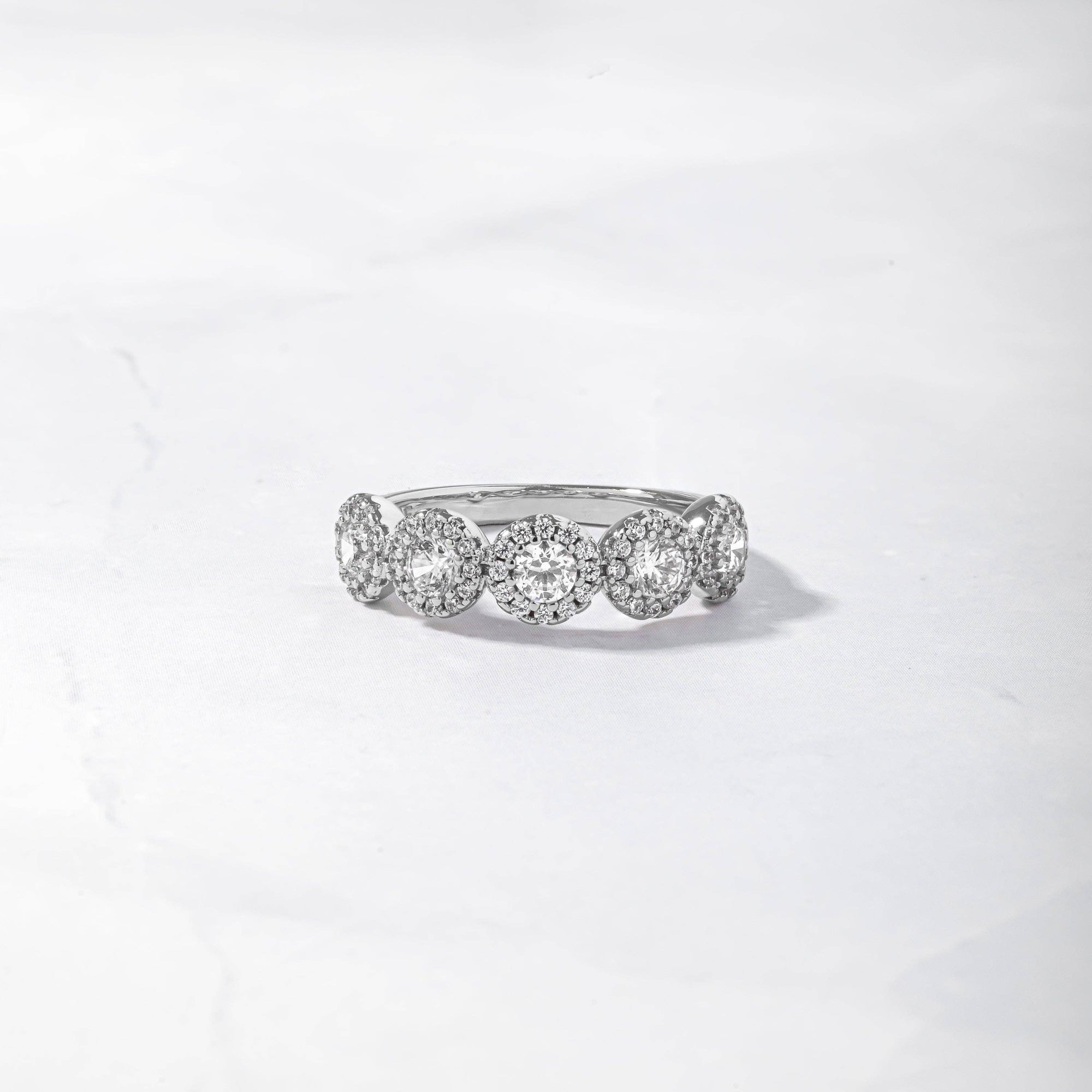 5 Stone Halo Ring