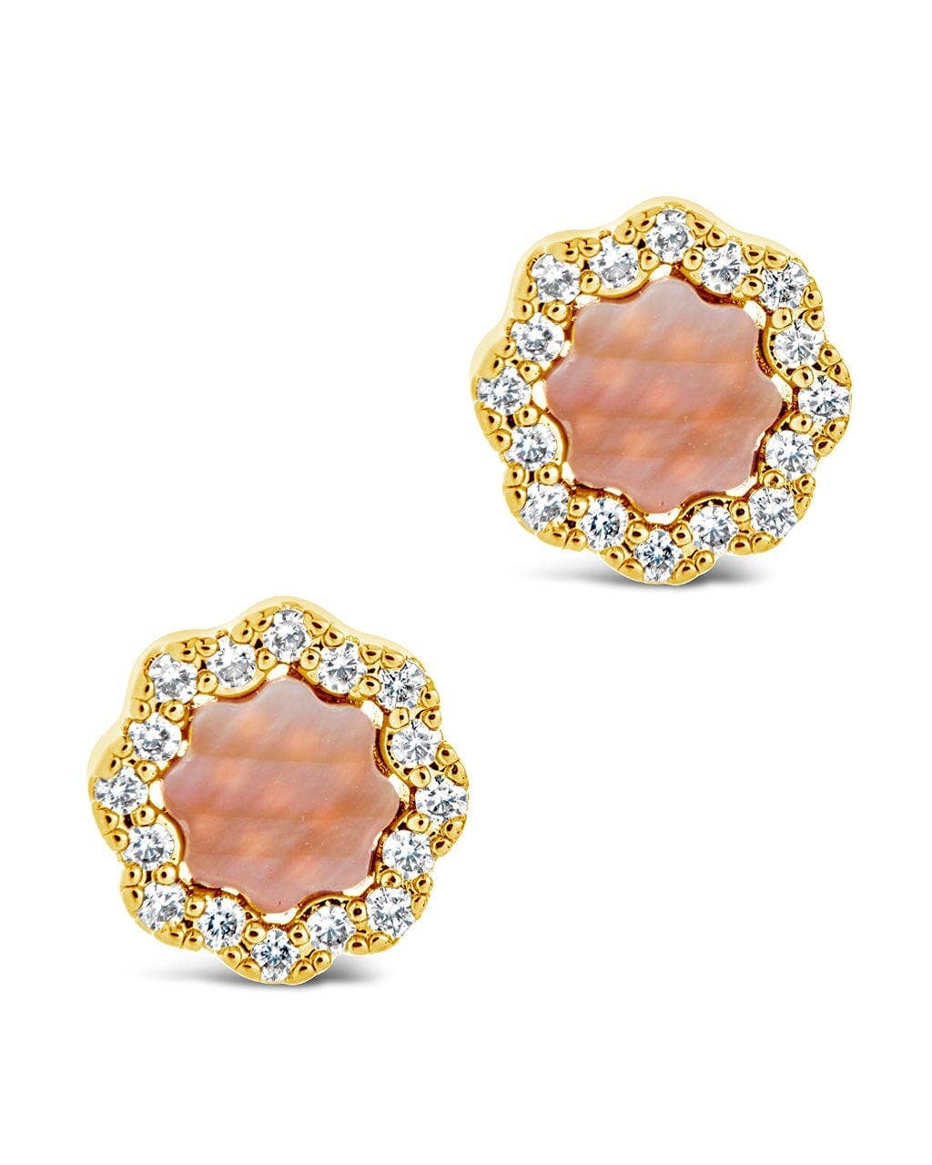 CZ Bezel Frame Stud Earrings