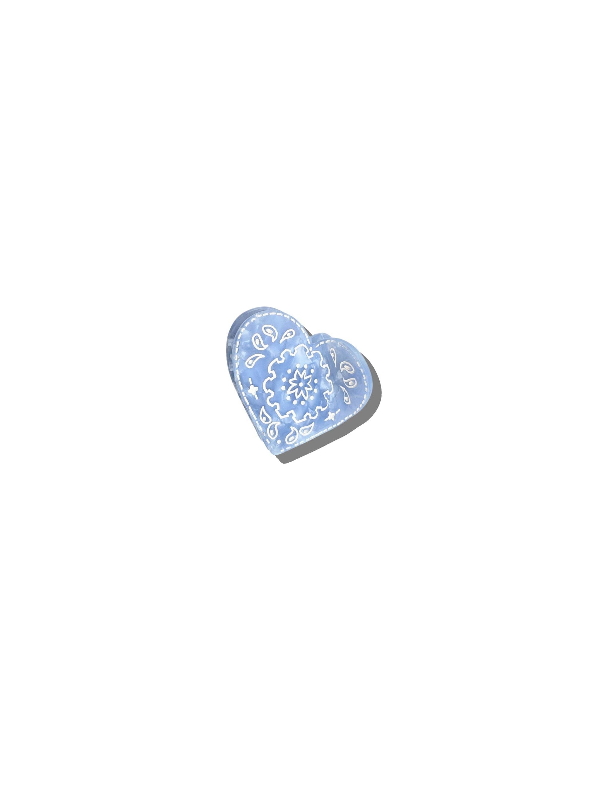 Hand-painted Mini Paisley Heart Claw Hair Clip