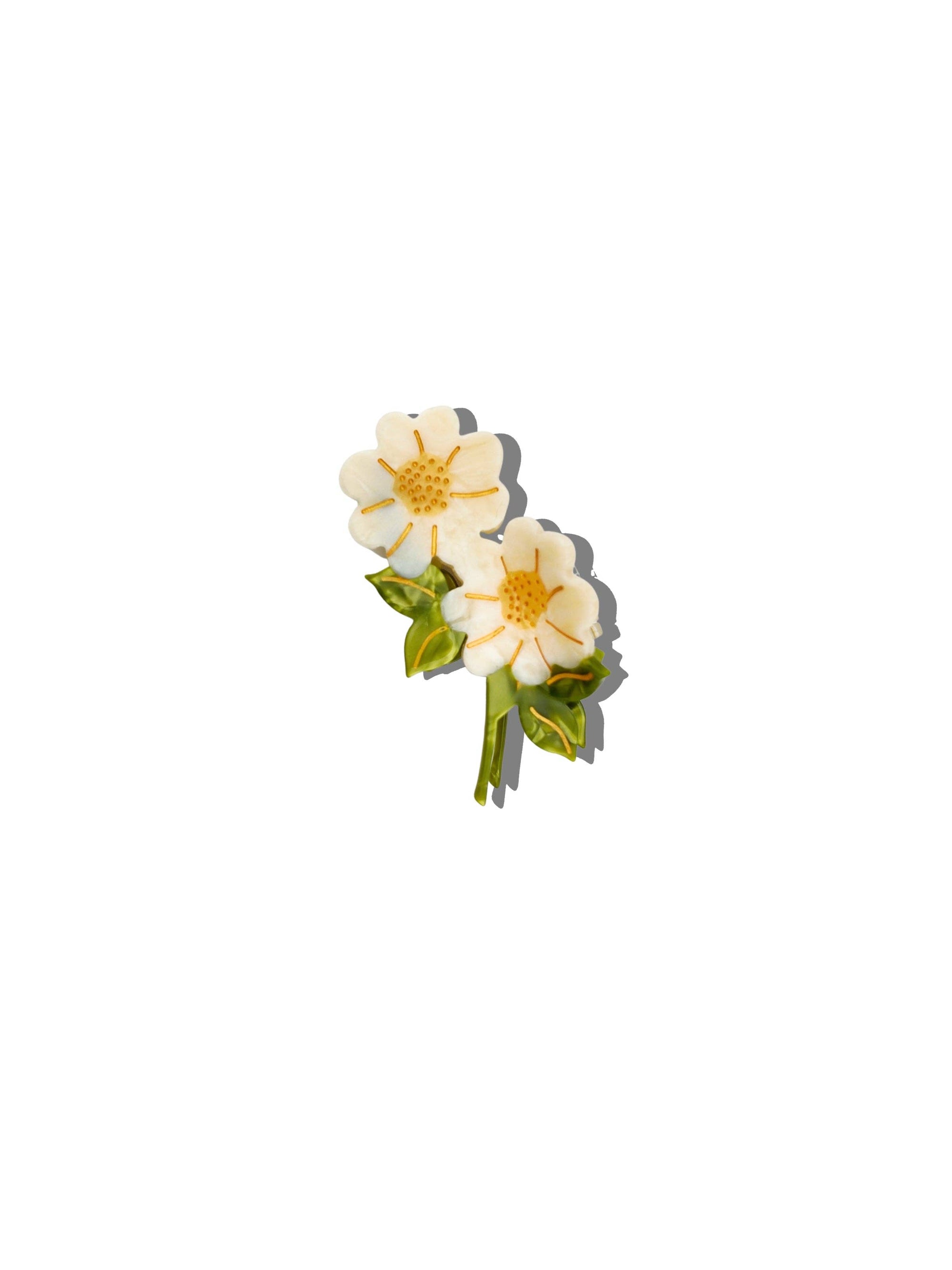 Hand-painted Vintage Daisy Stem Claw Clip