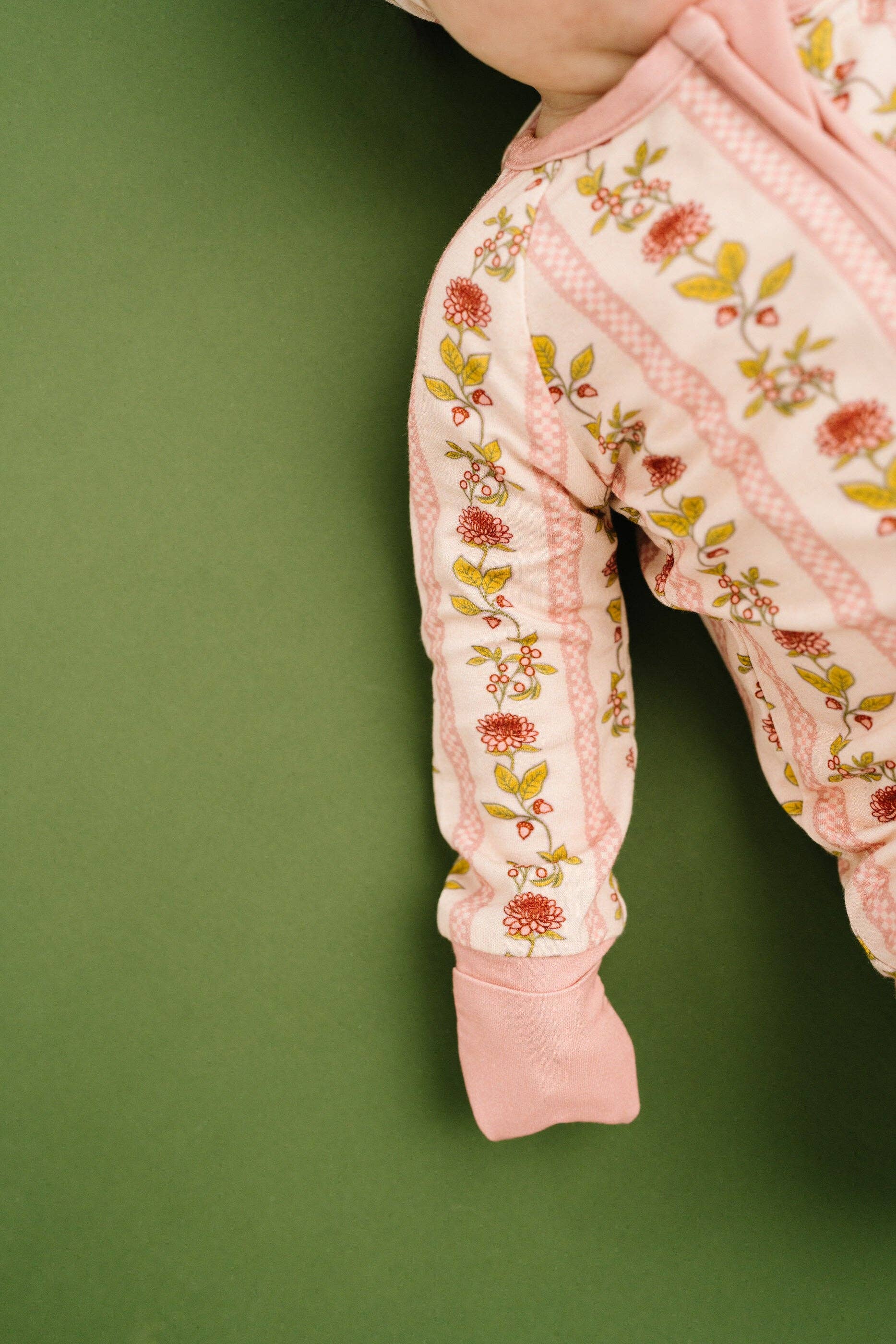 Baby Bamboo Sleeper: Vintage Floral Stripe