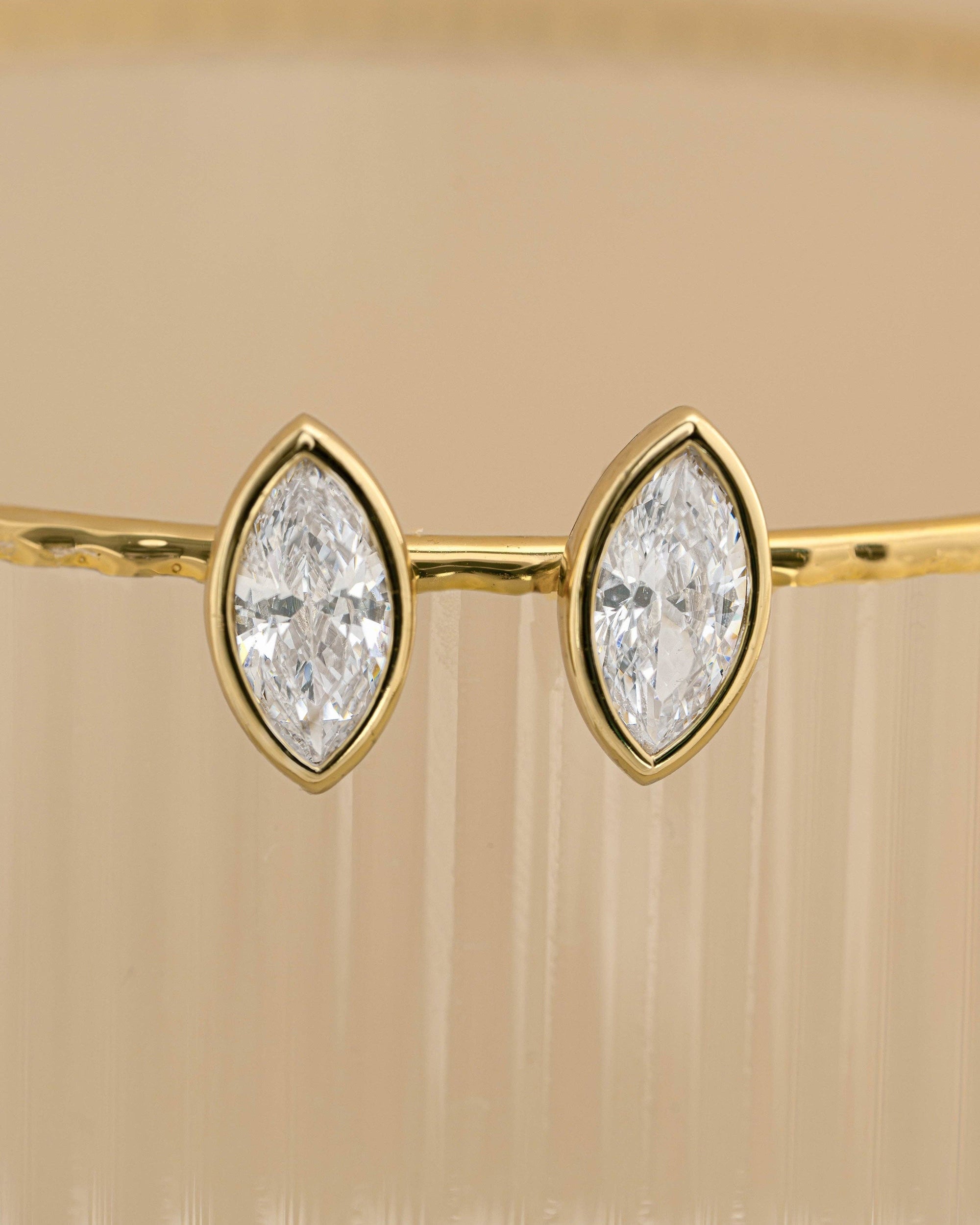 Marquise Bezel Stud Earrings