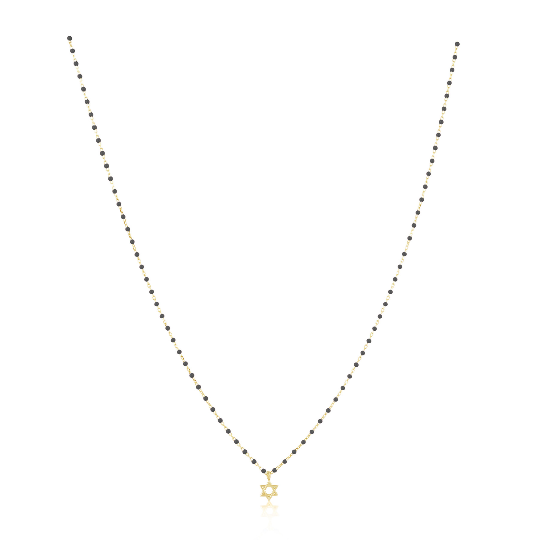 Elsa Mini Star of David Necklace - Black