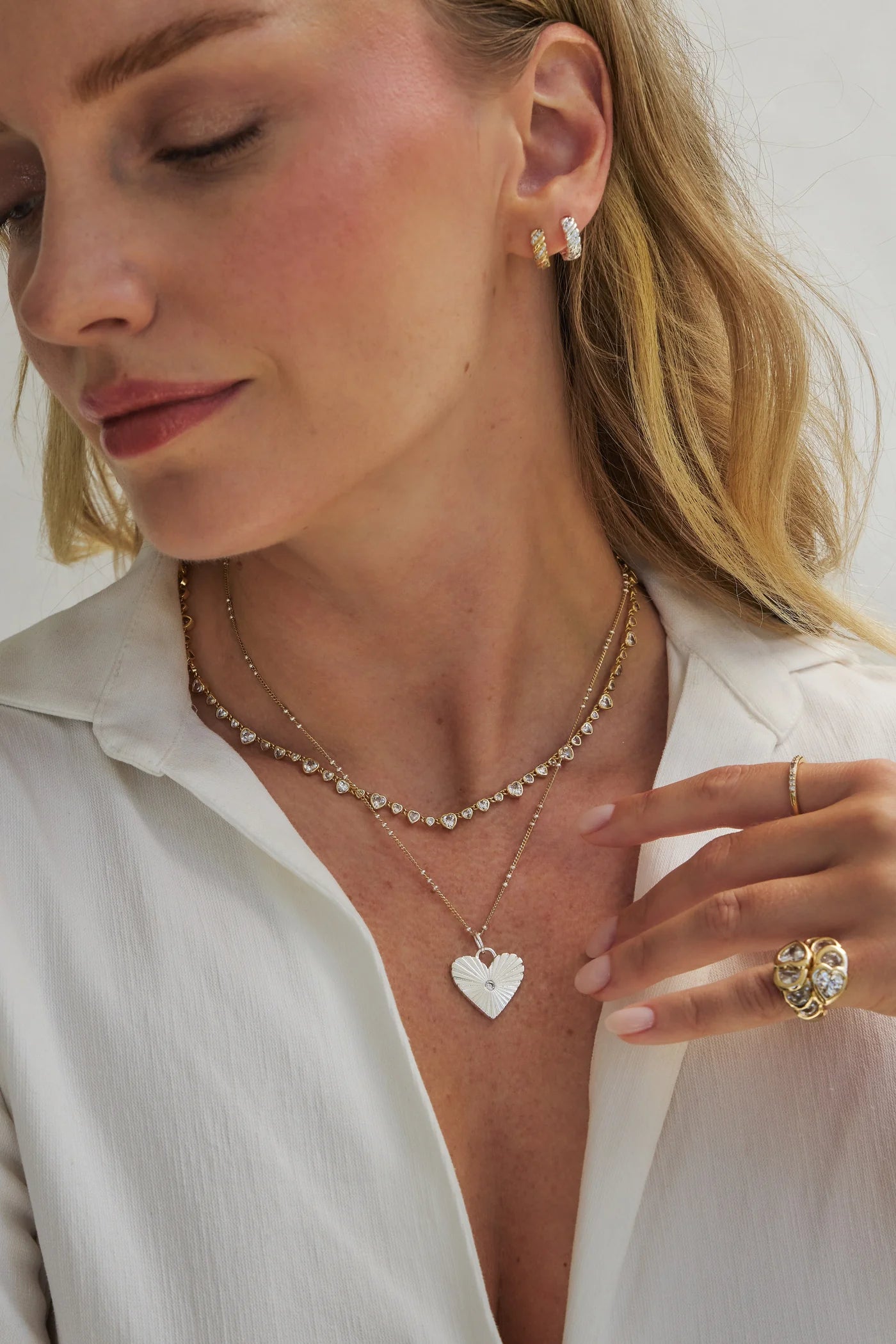Cora Bezel Hearts Tennis Necklace