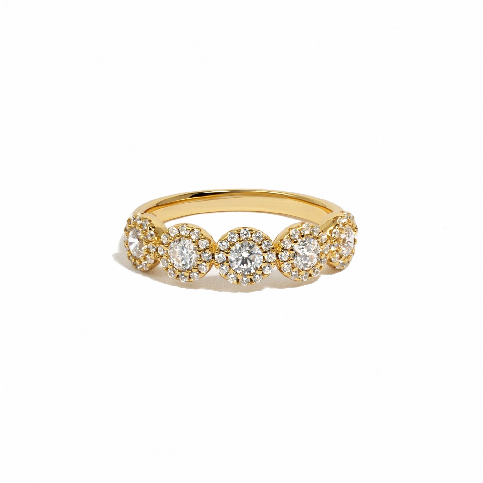 5 Stone Halo Ring