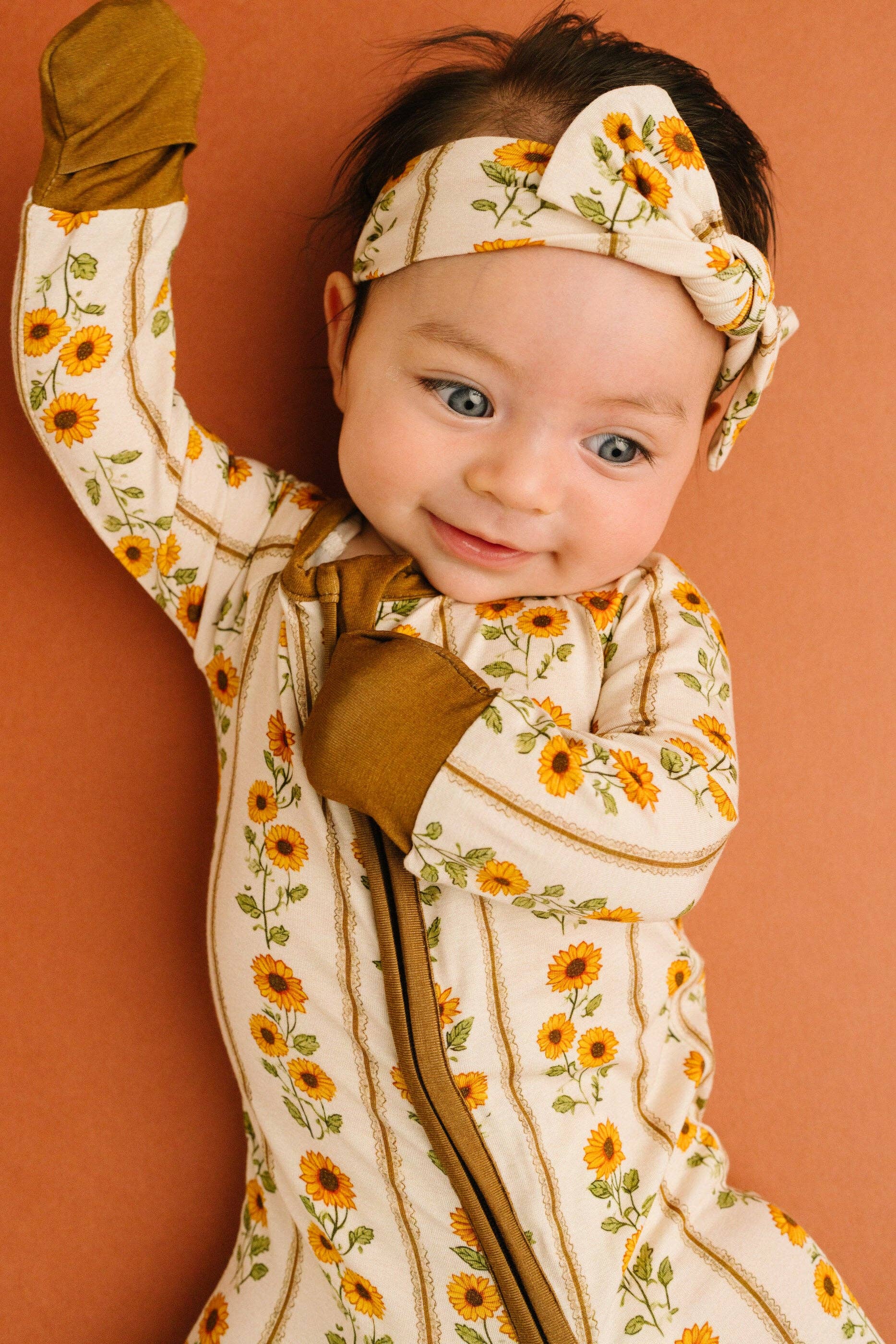 Baby Bamboo Sleeper: Sunflower Stripe