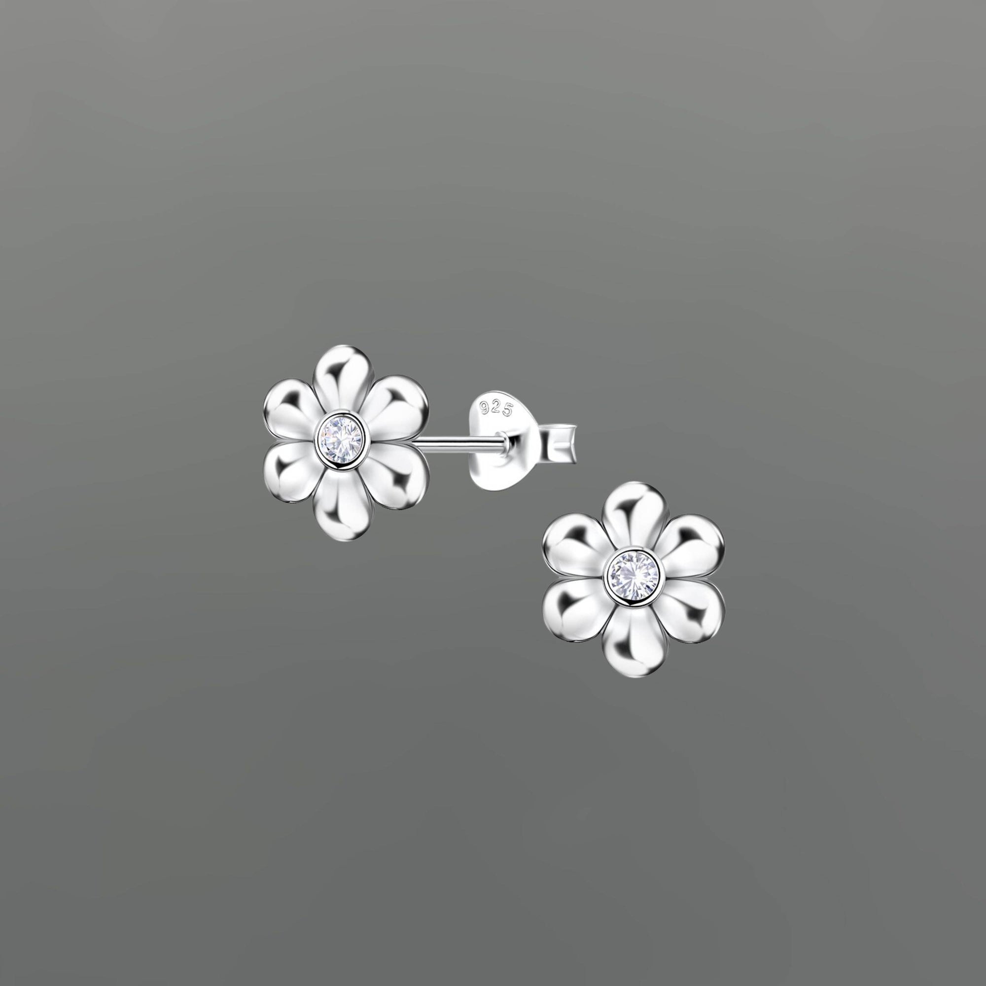 Cute Puffy Daisy CZ Studs