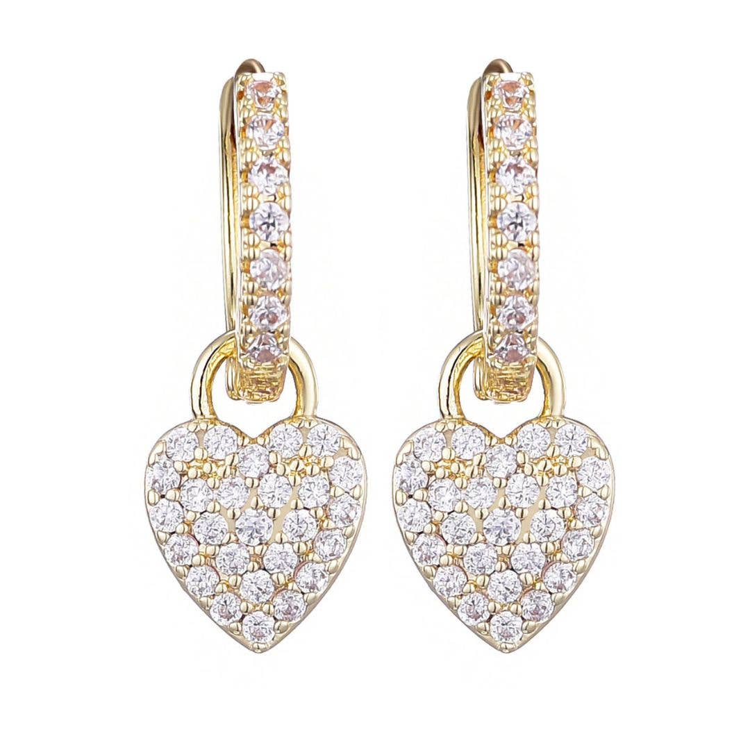 CZ Heart Huggie Earrings