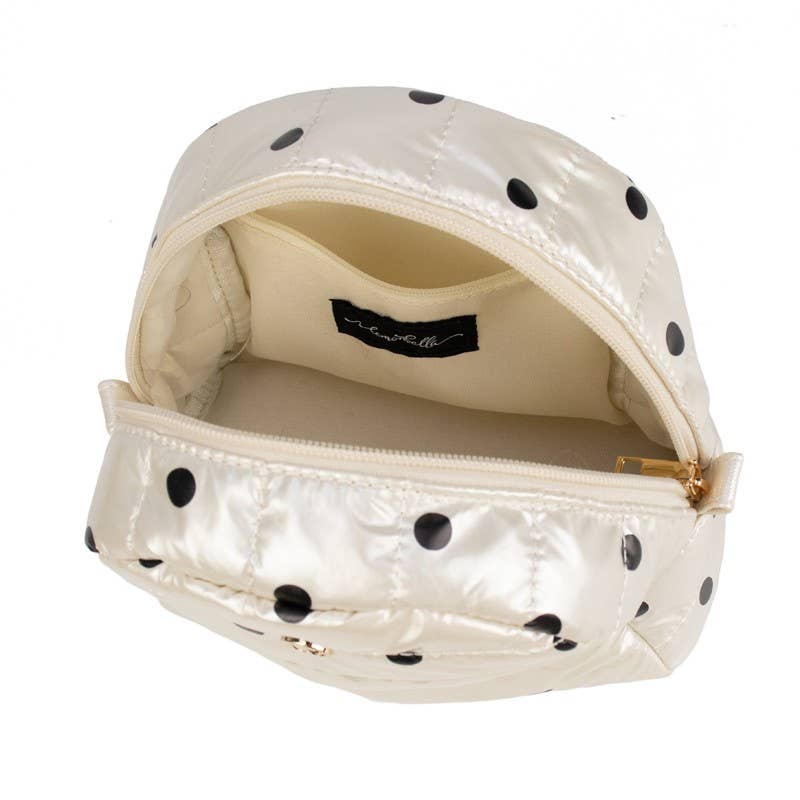 Puffer Cosmetic Bag  - Pearl Polkadot