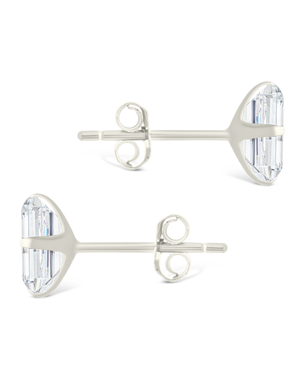 Emerald Cut Prong Set Studs