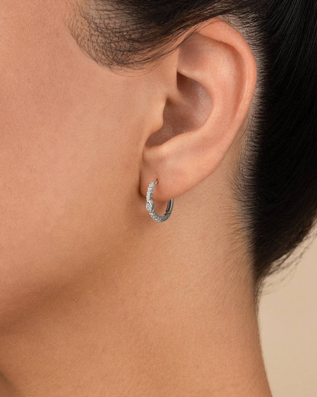 Pear Cut Bezel Set Huggies