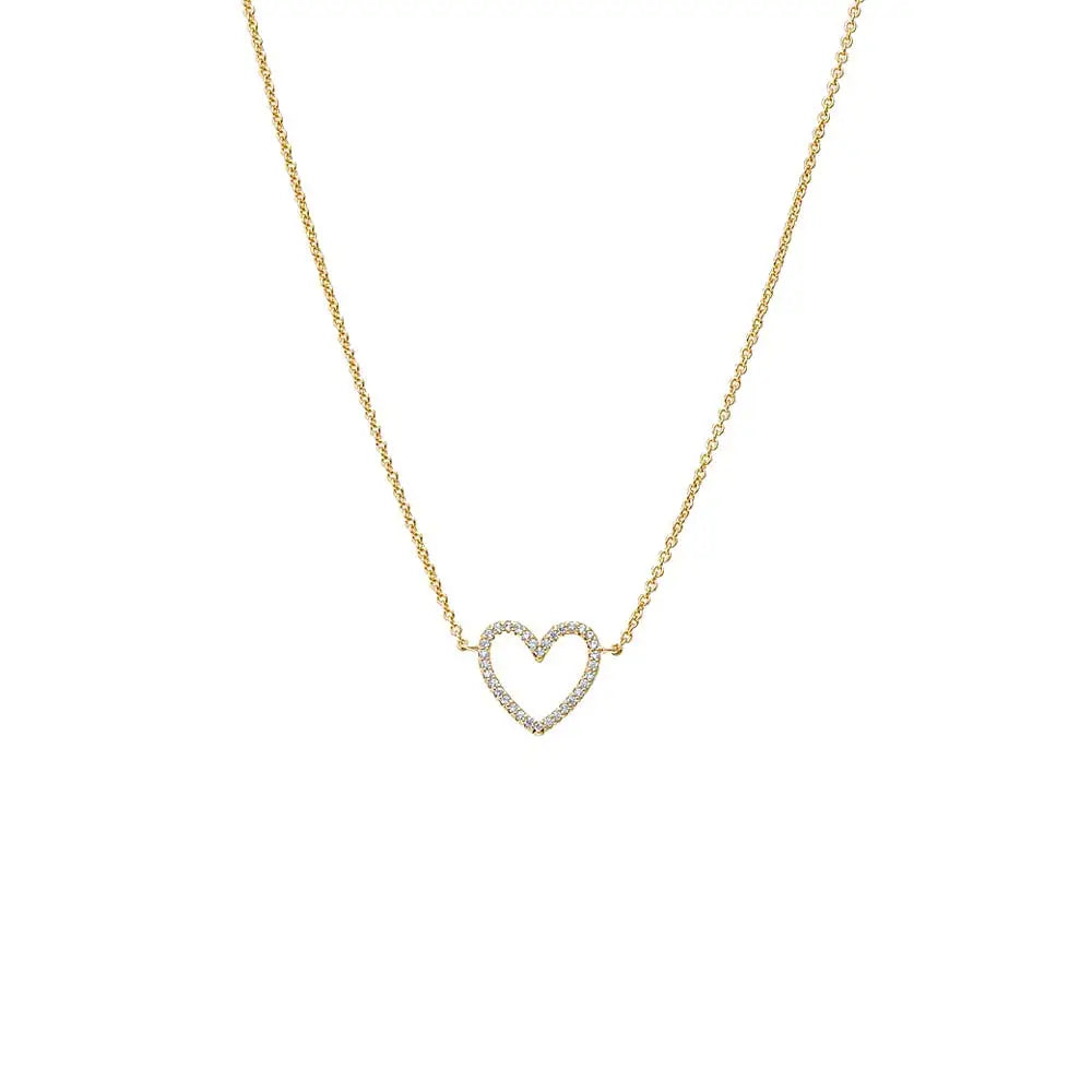 Cutout Pave Heart Necklace