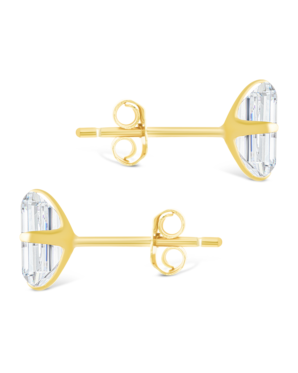 Emerald Cut Prong Set Studs