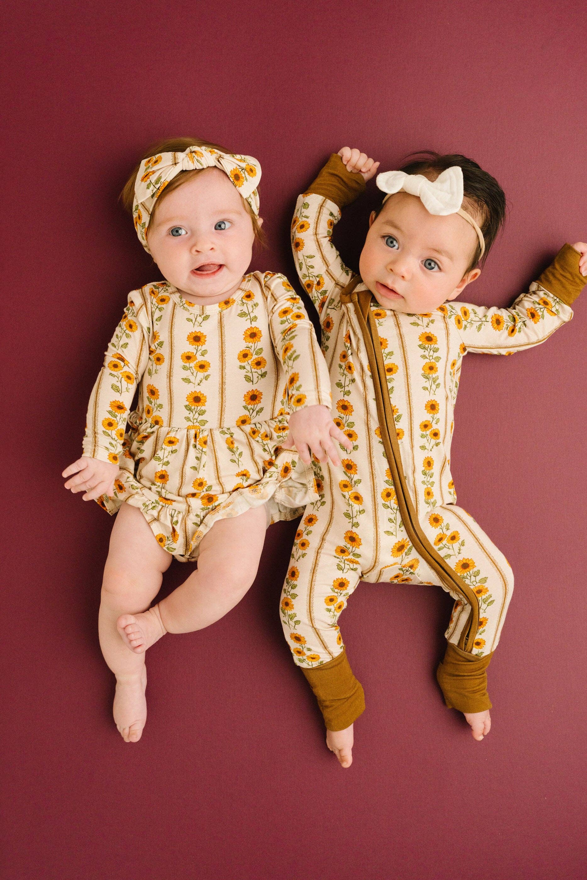 Baby Bamboo Sleeper: Sunflower Stripe