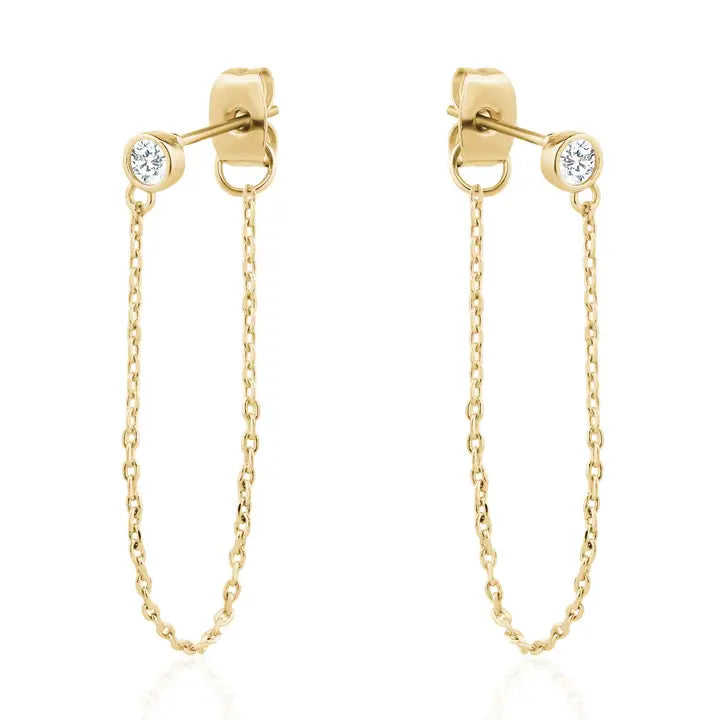 Bezel Chain Drop Earrings